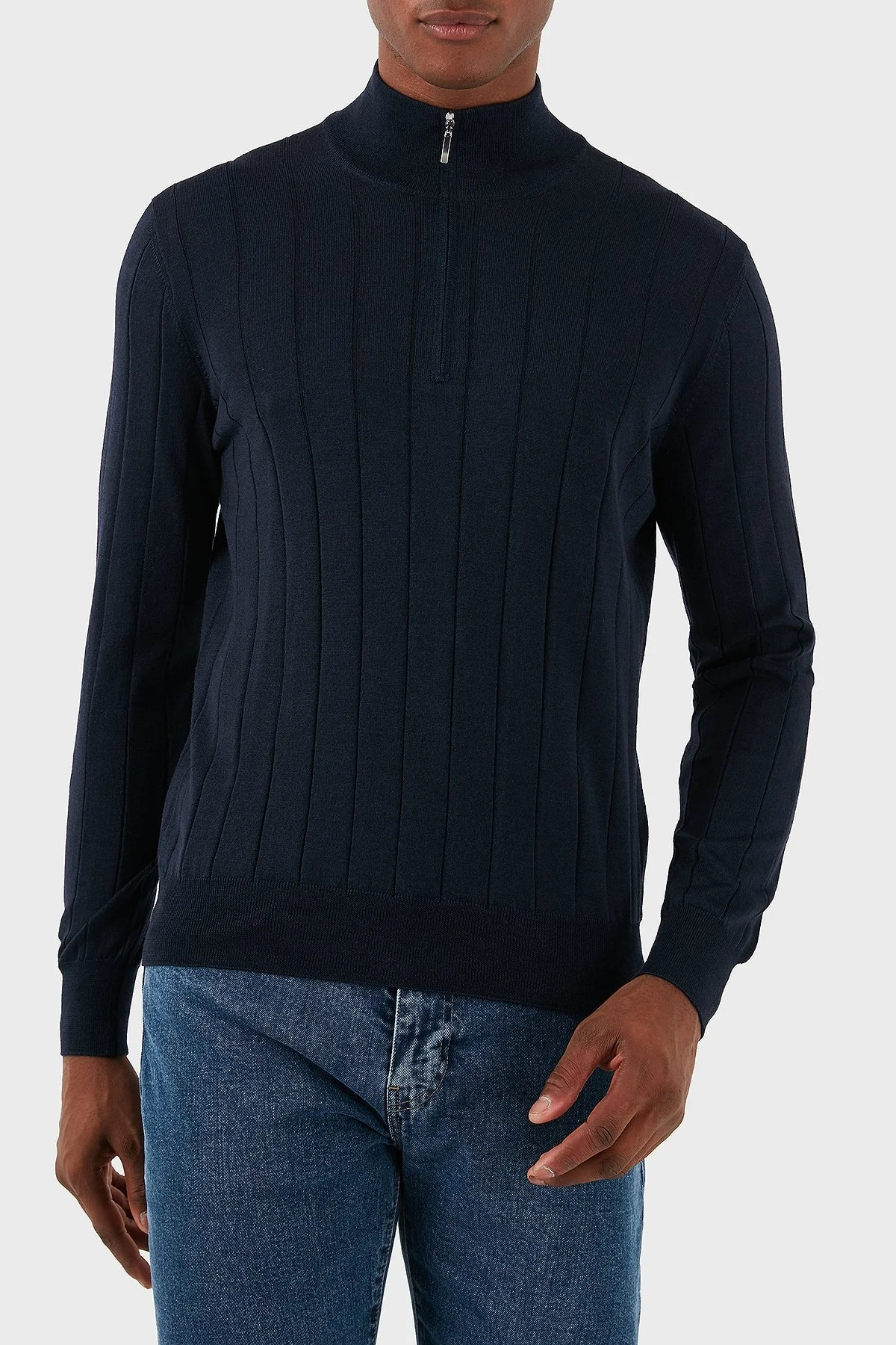 Gran Sasso Yün Karışımlı Regular Fit Dik Yaka Erkek Kazak 57150 13118 598 LACİVERT - 1