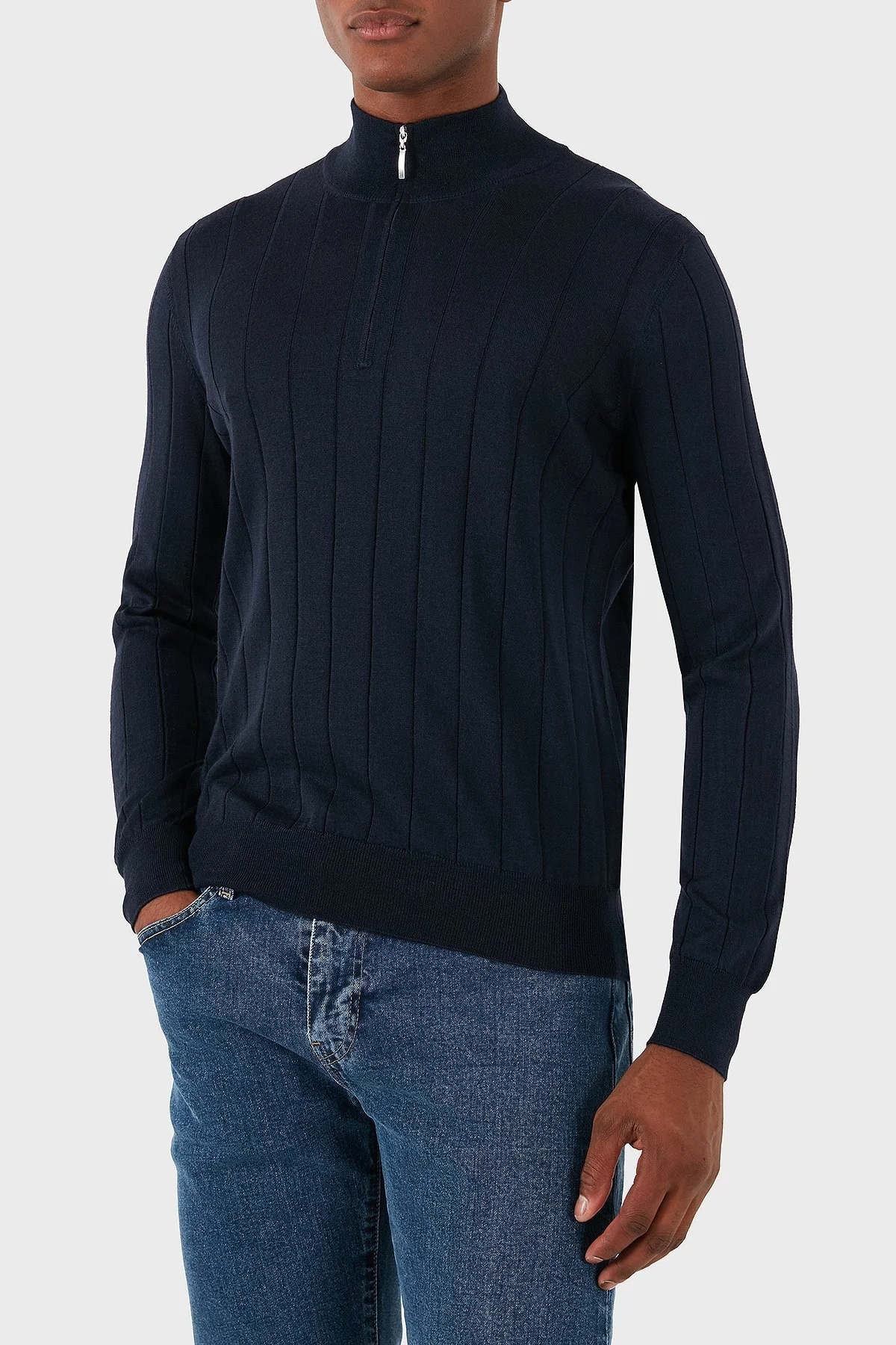 Gran Sasso Yün Karışımlı Regular Fit Dik Yaka Erkek Kazak 57150 13118 598 LACİVERT - 3