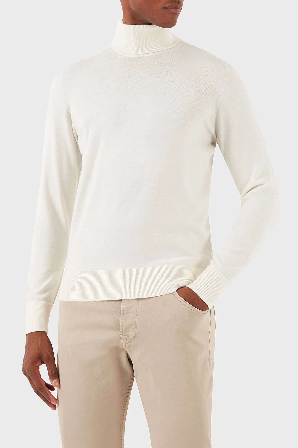 Gran Sasso Yün Karışımlı Slim Fit Balıkçı Yaka Erkek Kazak 54131 14190 005 EKRU - 2