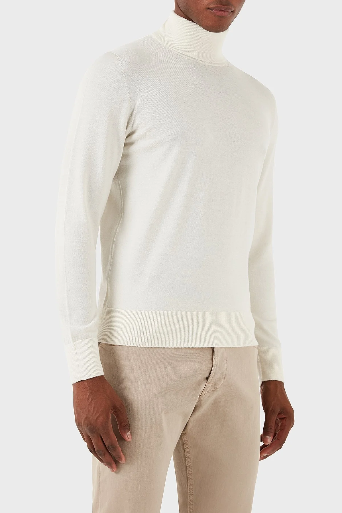 Gran Sasso Yün Karışımlı Slim Fit Balıkçı Yaka Erkek Kazak 54131 14190 005 EKRU - 3