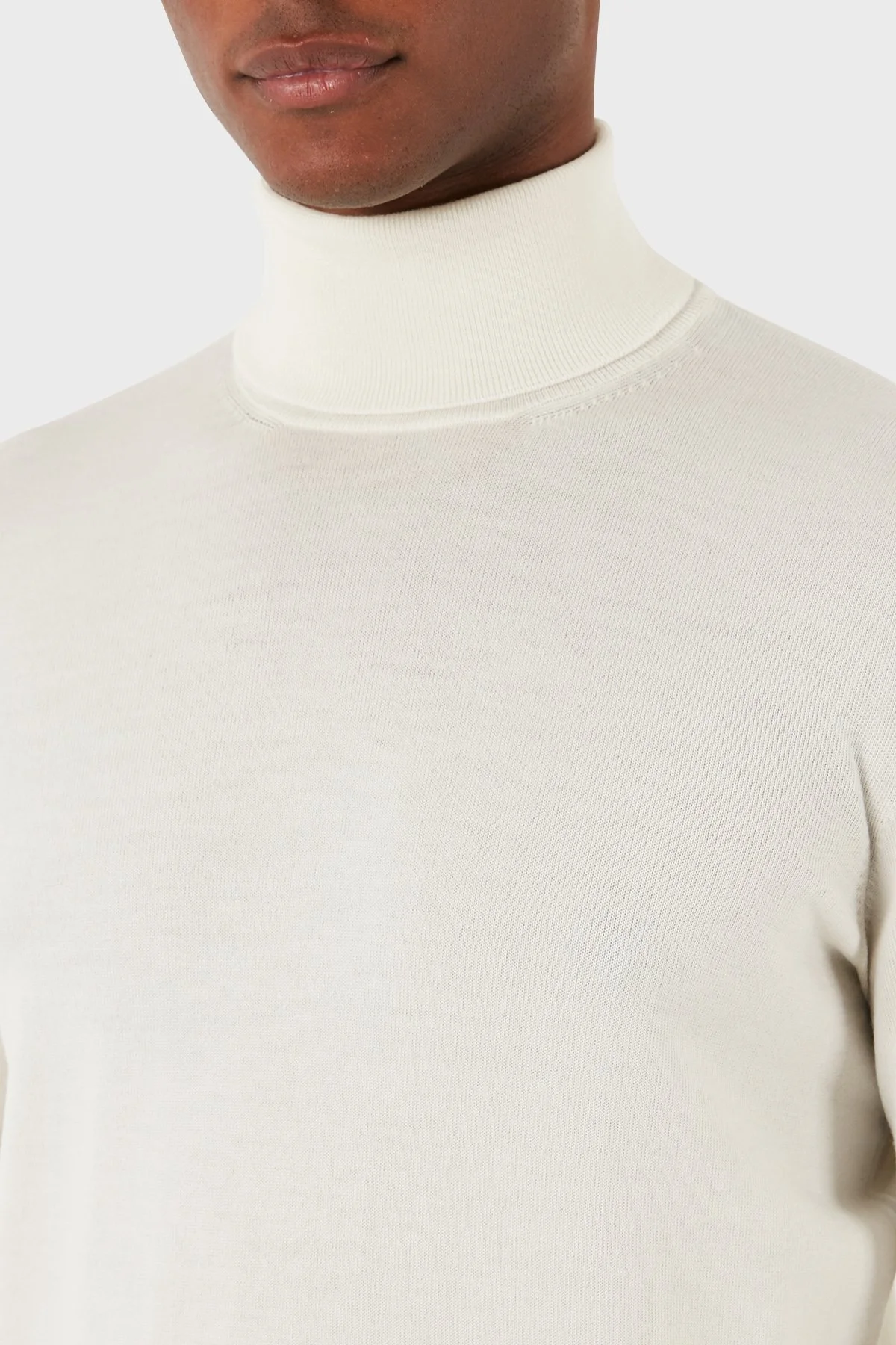 Gran Sasso Yün Karışımlı Slim Fit Balıkçı Yaka Erkek Kazak 54131 14190 005 EKRU - 4