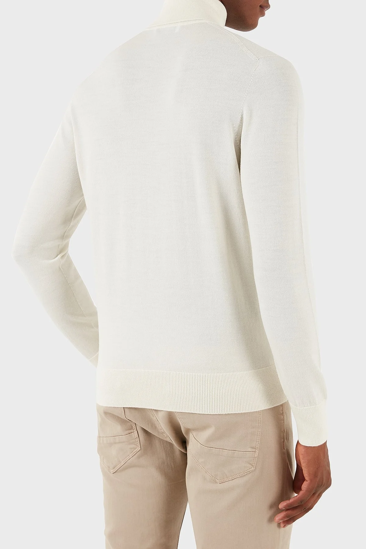 Gran Sasso Yün Karışımlı Slim Fit Balıkçı Yaka Erkek Kazak 54131 14190 005 EKRU - 5