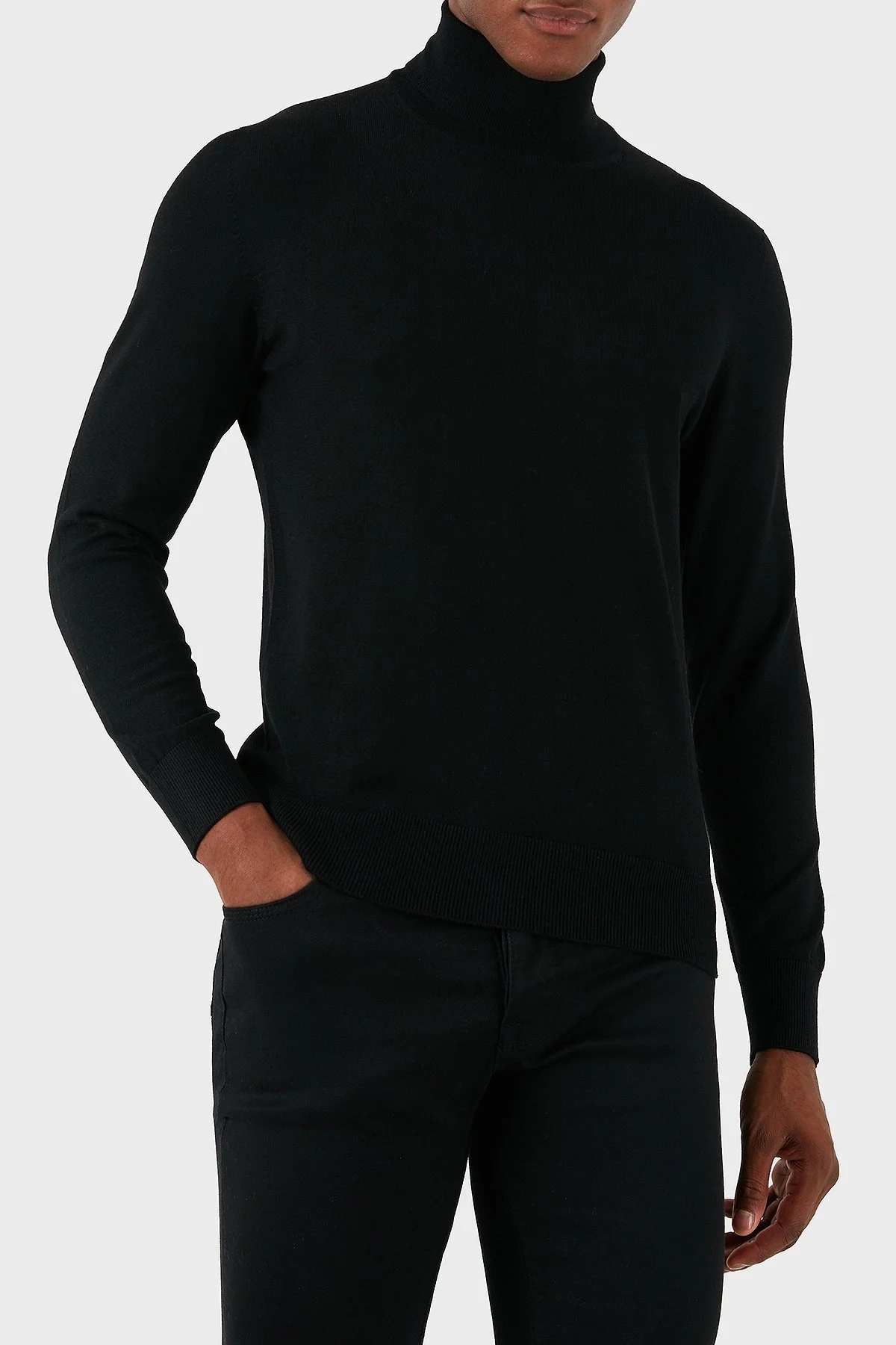 Gran Sasso Yün Karışımlı Slim Fit Balıkçı Yaka Erkek Kazak 54131 14190 099 SİYAH - 2