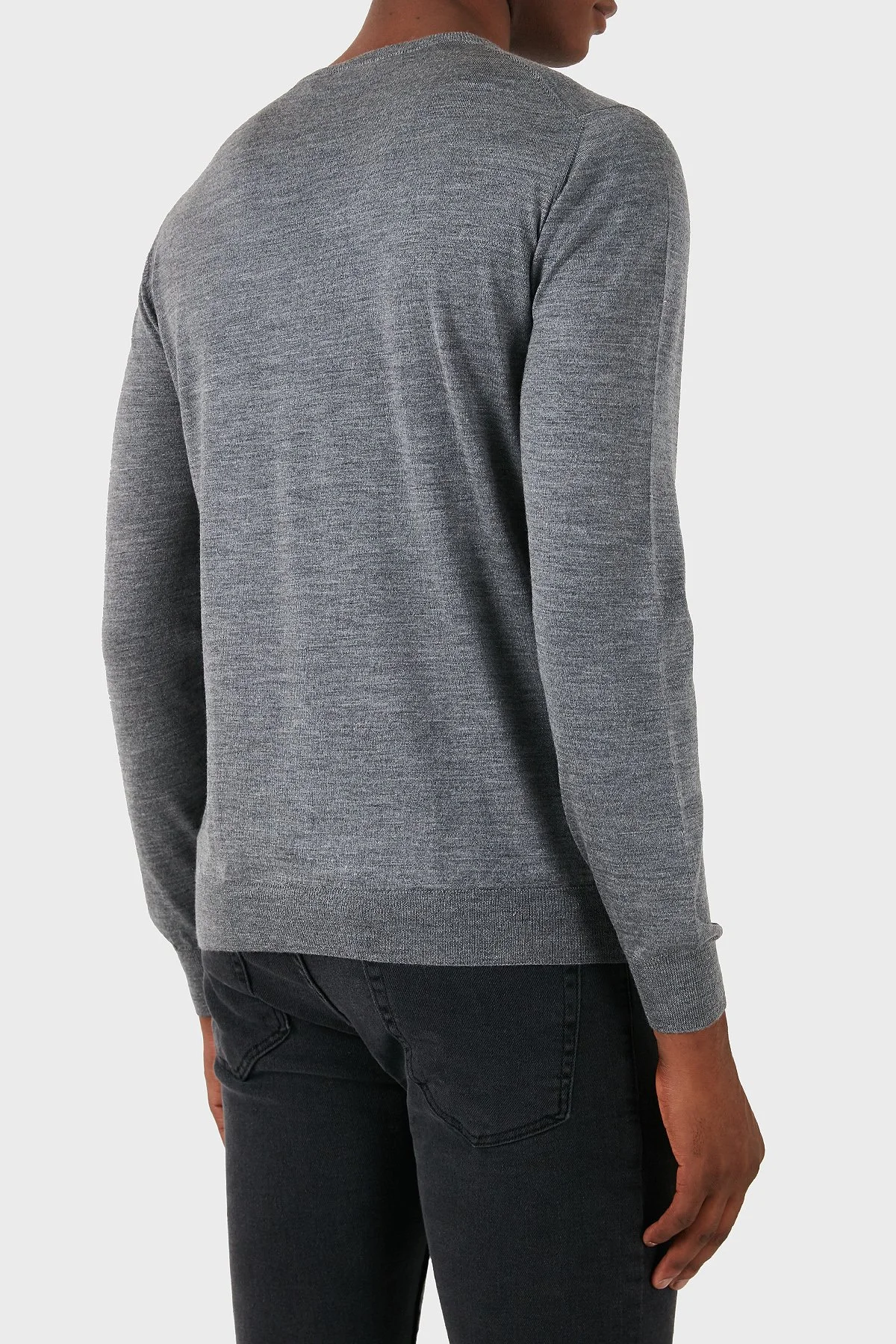 Gran Sasso Yün Karışımlı Slim Fit Bisiklet Yaka Erkek Kazak 57167 13190 071 KOYU GRİ - 5