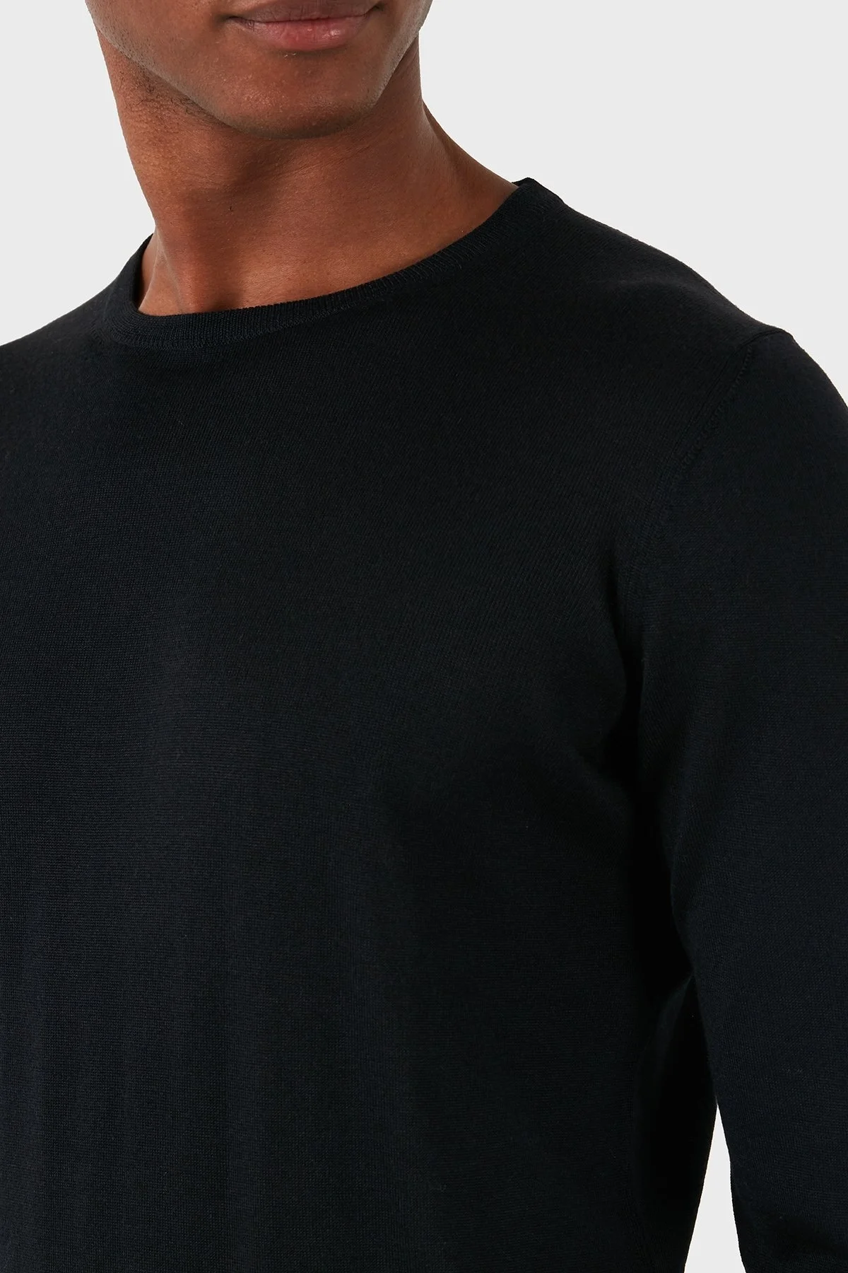 Gran Sasso Yün Karışımlı Slim Fit Bisiklet Yaka Erkek Kazak 57167 13190 099 SİYAH - 5