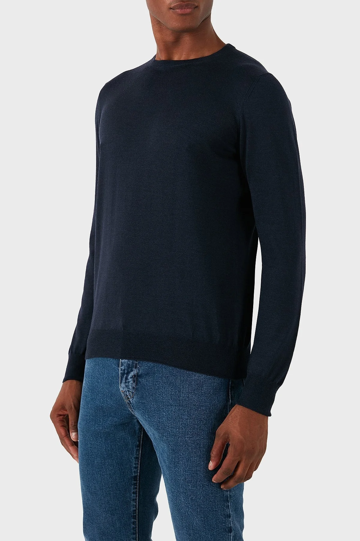 Gran Sasso Yün Karışımlı Slim Fit Bisiklet Yaka Erkek Kazak 57167 13190 598 LACİVERT - 3