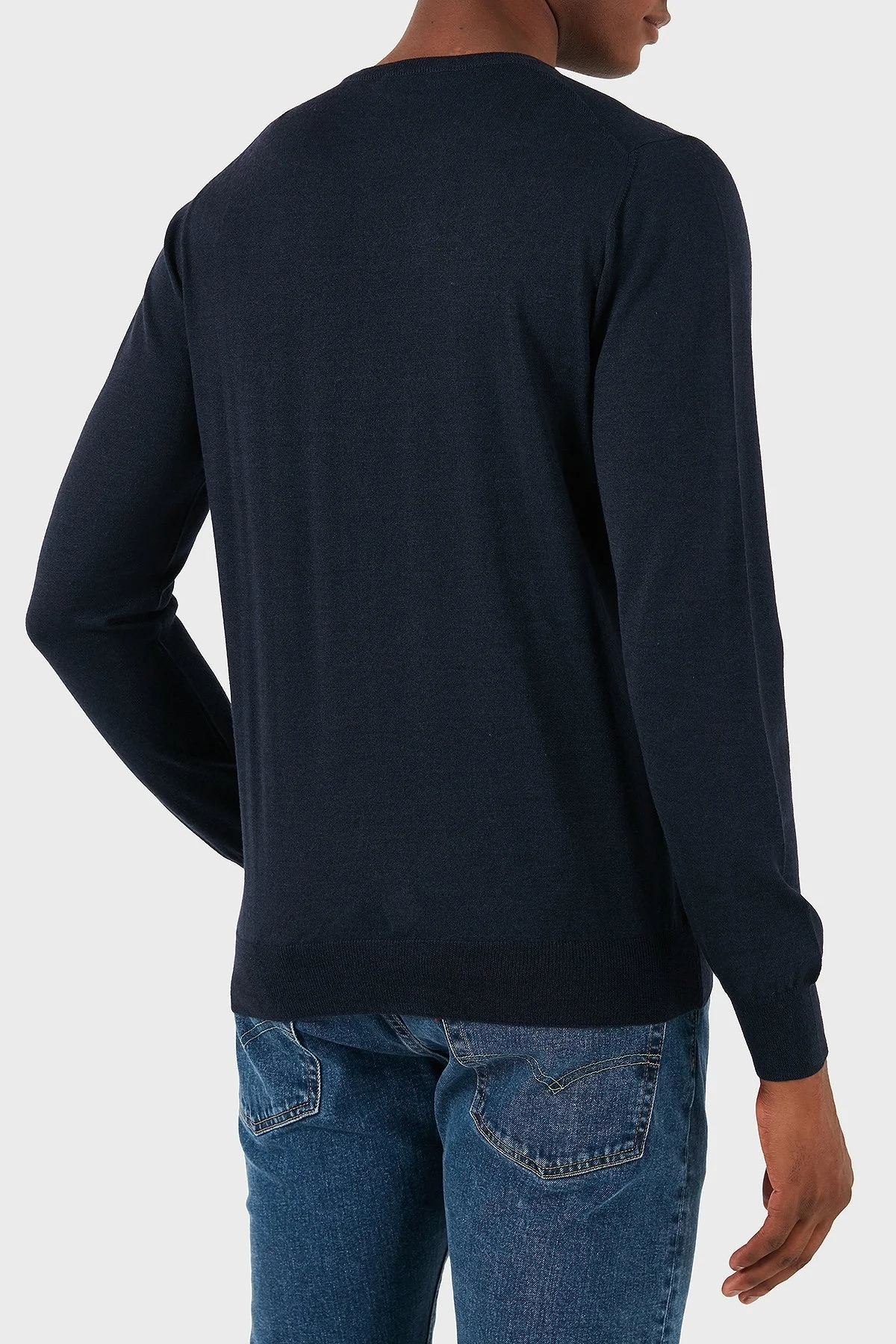 Gran Sasso Yün Karışımlı Slim Fit Bisiklet Yaka Erkek Kazak 57167 13190 598 LACİVERT - 5