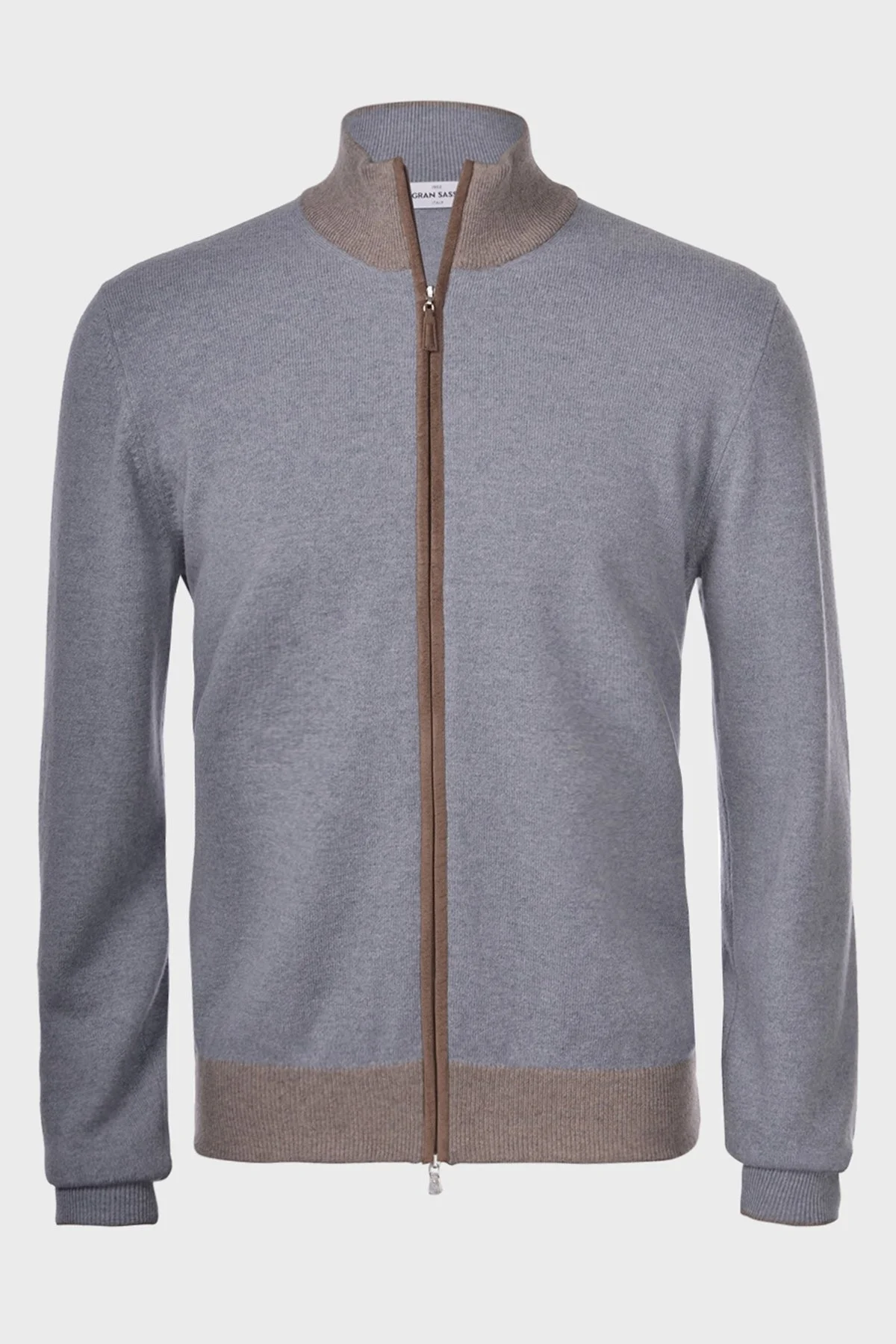 Gran Sasso Yün ve Kaşmir Karışımlı Dik Yaka Triko Erkek Ceket 55106 19669 050 GRİ - 1