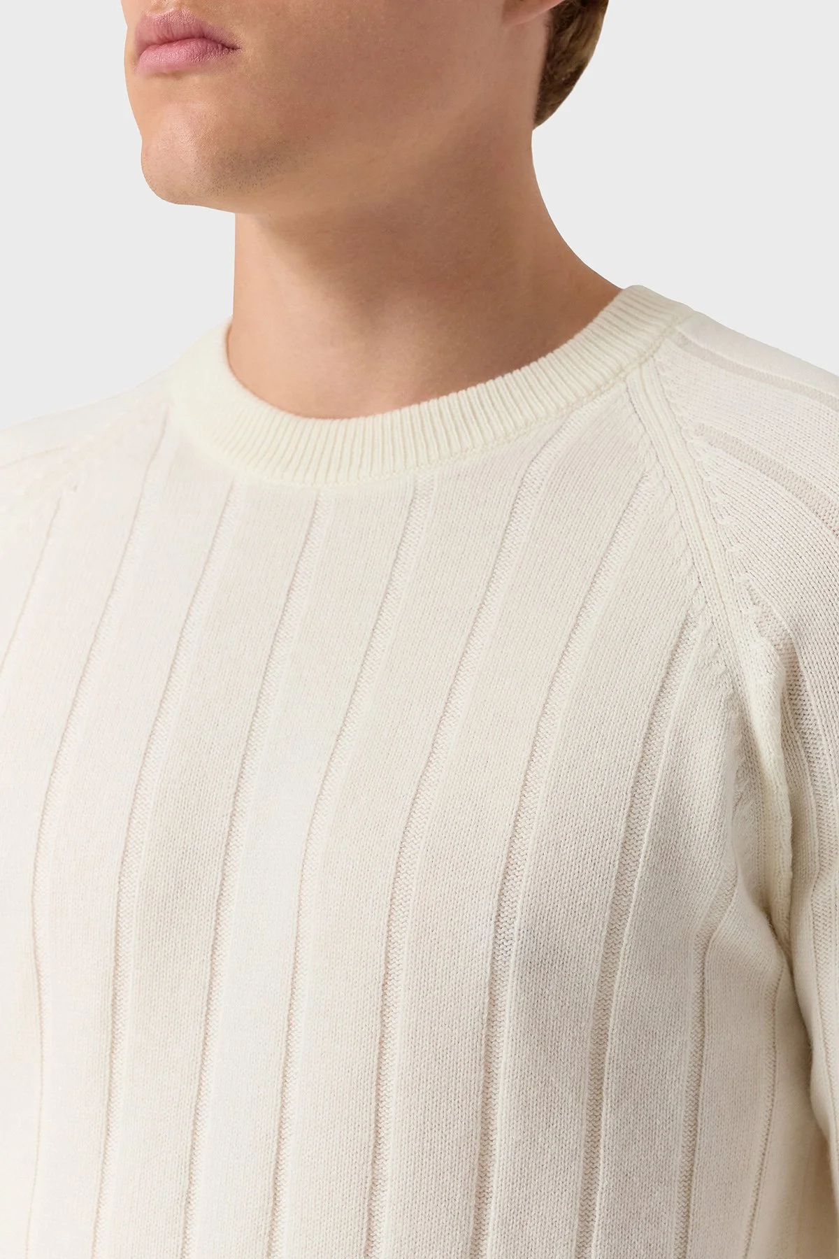 Gran Sasso Yün ve Kaşmir Karışımlı Regular Fit Bisiklet Yaka Erkek Kazak 23135 19657 001 EKRU - 4