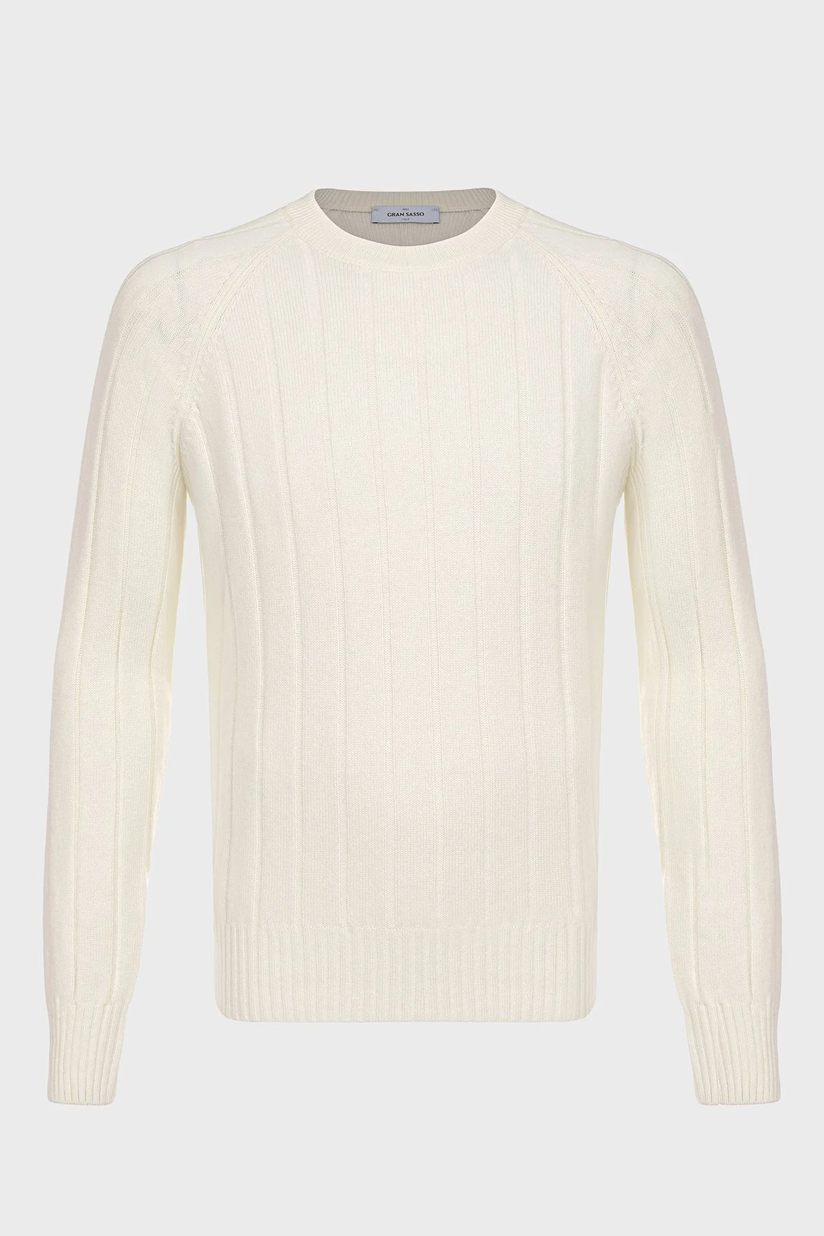 Gran Sasso Yün ve Kaşmir Karışımlı Regular Fit Bisiklet Yaka Erkek Kazak 23135 19657 001 EKRU - 5