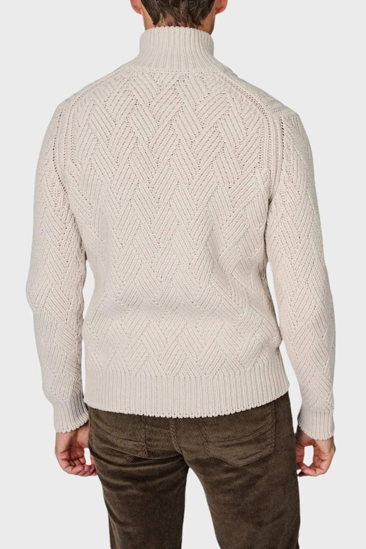 Gran Sasso Yün ve Kaşmir Karışımlı Regular Fit Dik Yaka Fermuarlı Erkek Hırka 10155 19654 113 BEJ - 2