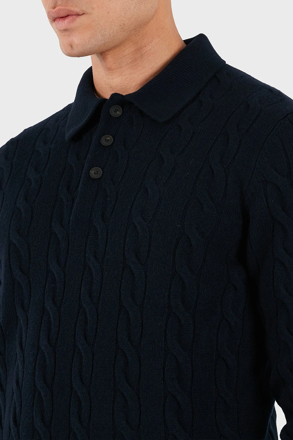 Gran Sasso Yün ve Kaşmir Karışımlı Regular Fit Erkek Polo Yaka Kazak 23172 19651 598 LACİVERT - 5