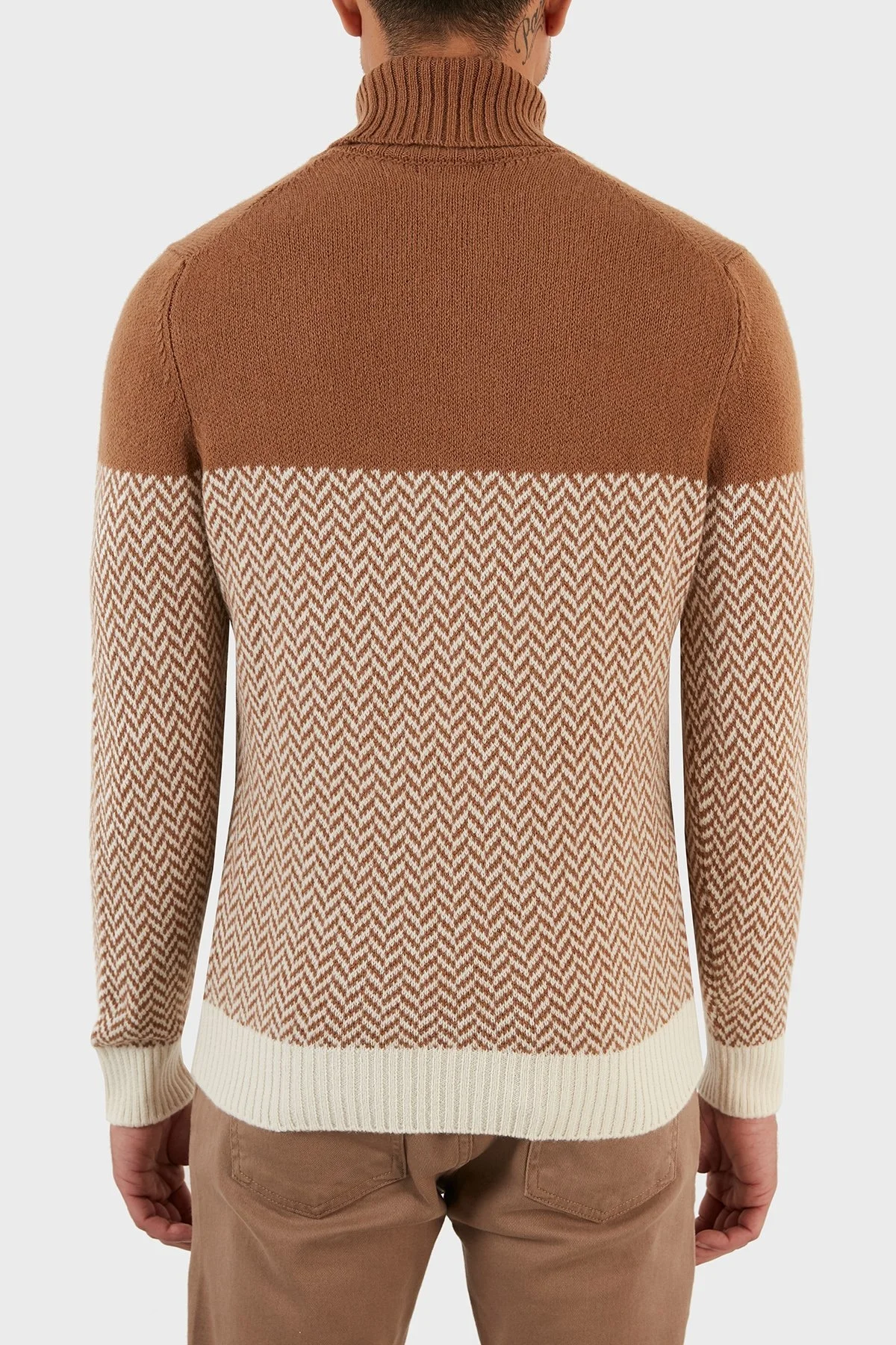 Gran Sasso Yünlü Desenli Balıkçı Yaka Erkek Kazak 13117 22617 006 KAHVE - 6