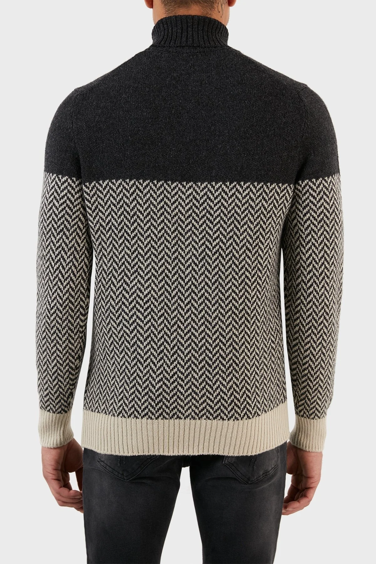 Gran Sasso Yünlü Desenli Balıkçı Yaka Erkek Kazak 13117 22617 009 ANTRASİT - 7