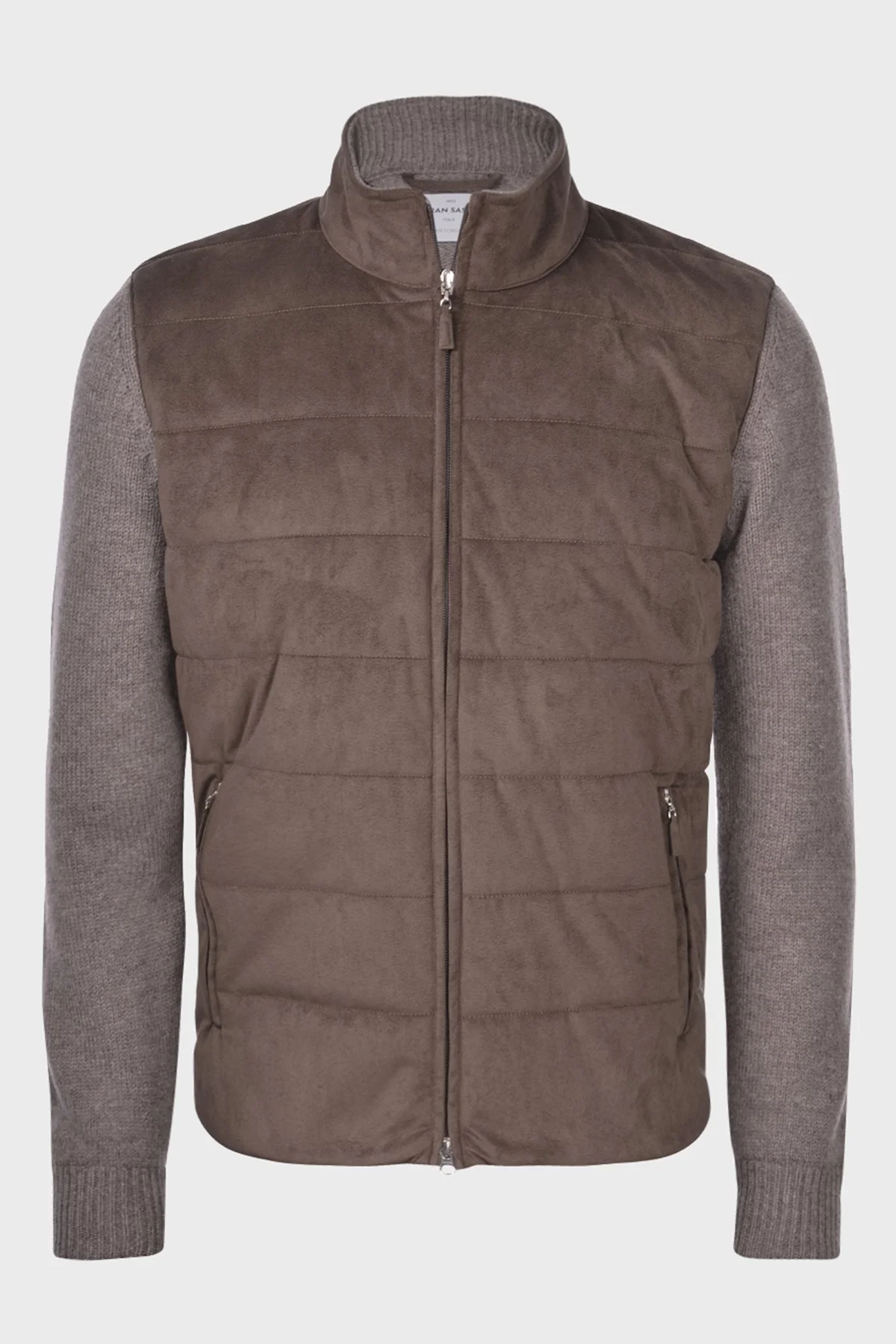 Gran Sasso Yünlü Dik Yaka Süet Görünümlü Triko Erkek Mont 13130 25032 017 KAHVE-ANTRASİT - 1