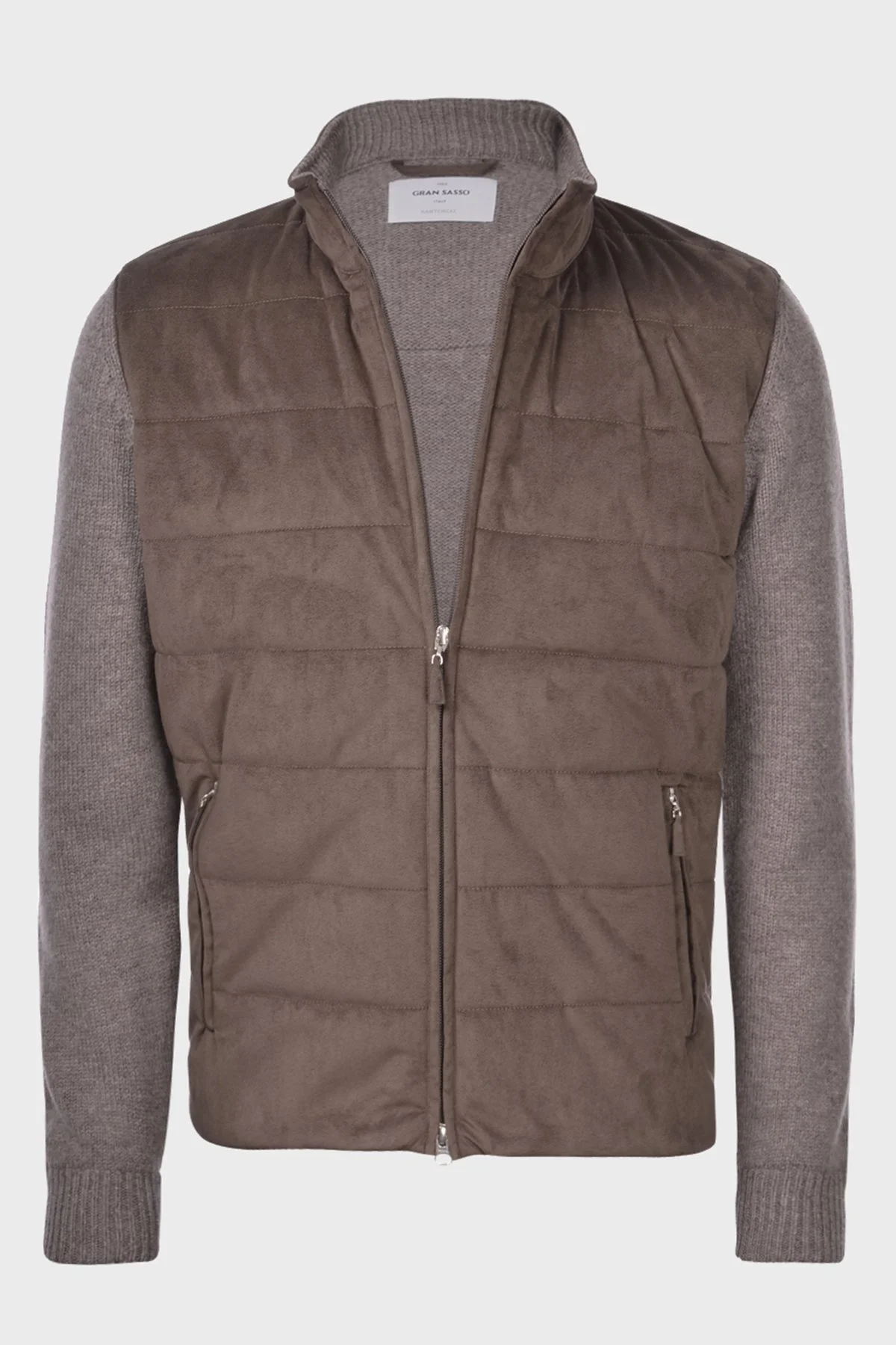 Gran Sasso Yünlü Dik Yaka Süet Görünümlü Triko Erkek Mont 13130 25032 017 KAHVE-ANTRASİT - 2