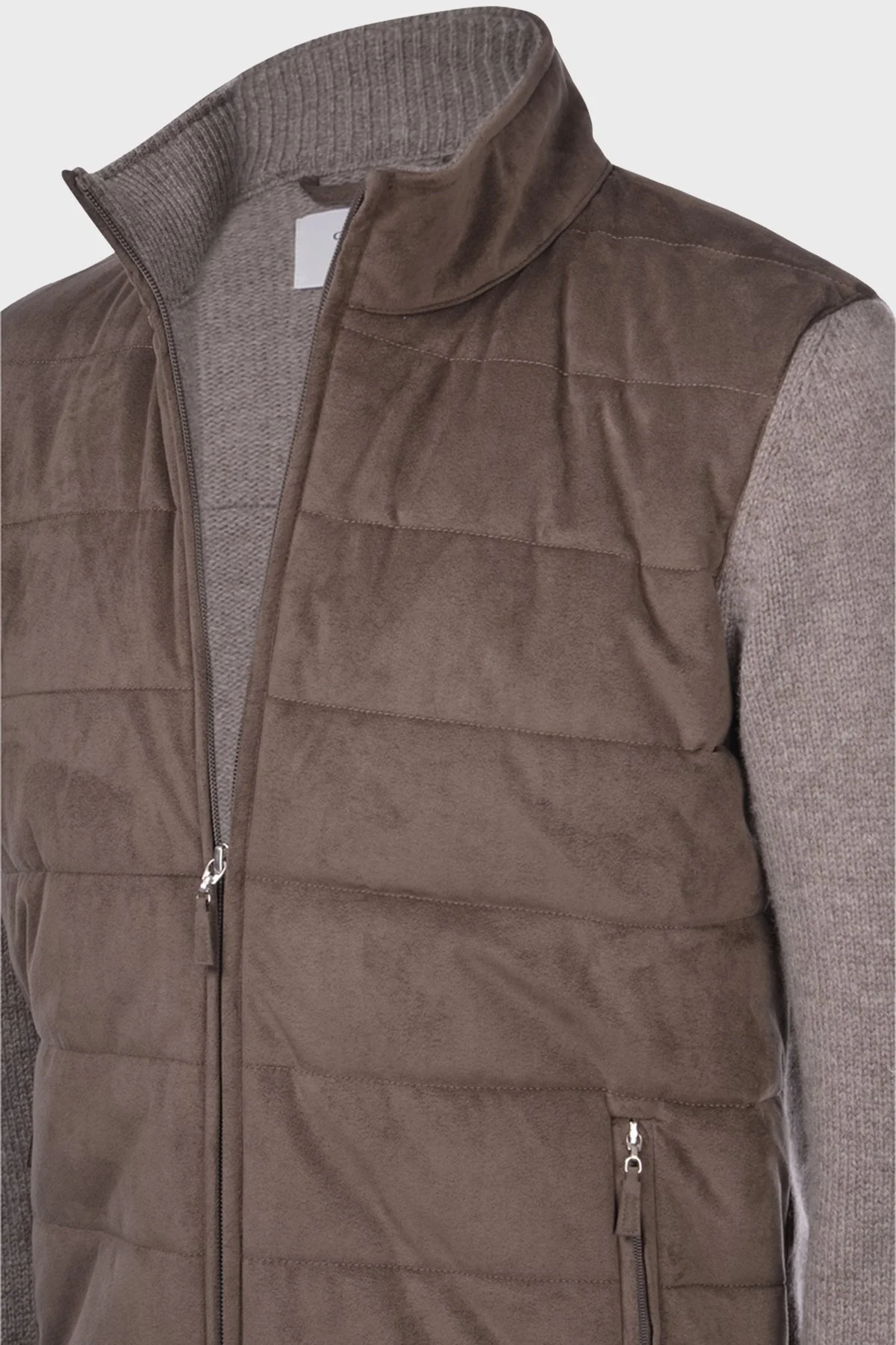 Gran Sasso Yünlü Dik Yaka Süet Görünümlü Triko Erkek Mont 13130 25032 017 KAHVE-ANTRASİT - 4