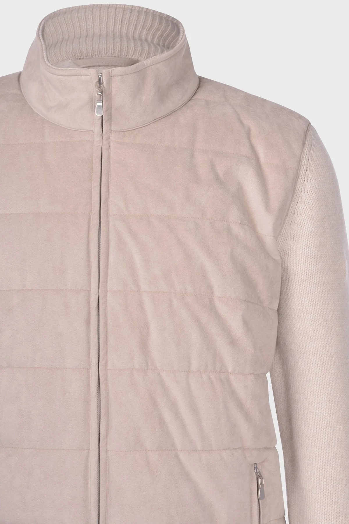 Gran Sasso Yünlü Dik Yaka Süet Görünümlü Triko Erkek Mont 13130 25032 054 TAŞ - 2