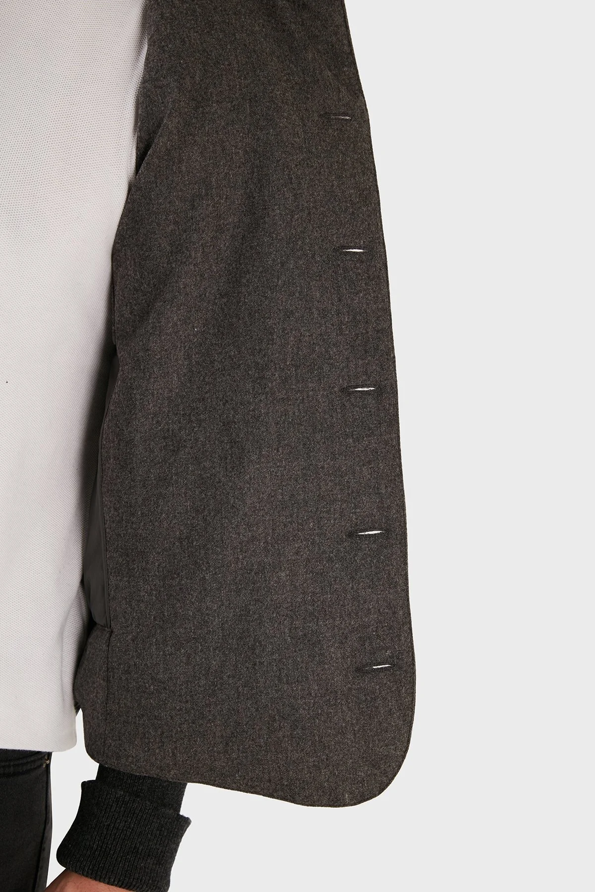 Gran Sasso Yünlü Düğmeli Çıkarılabilir Kapüşonlu Erkek Mont 23191 51303 080 FÜME - 5