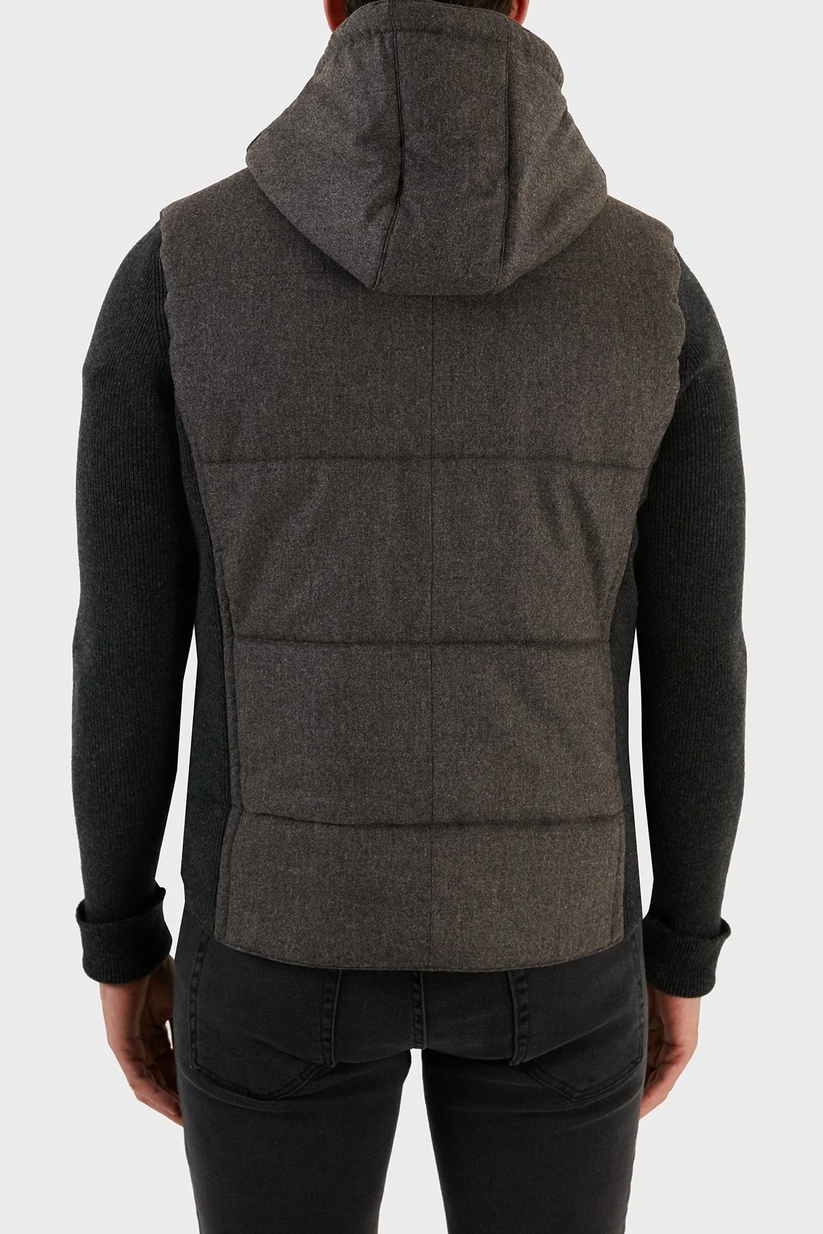 Gran Sasso Yünlü Düğmeli Çıkarılabilir Kapüşonlu Erkek Mont 23191 51303 080 FÜME - 6