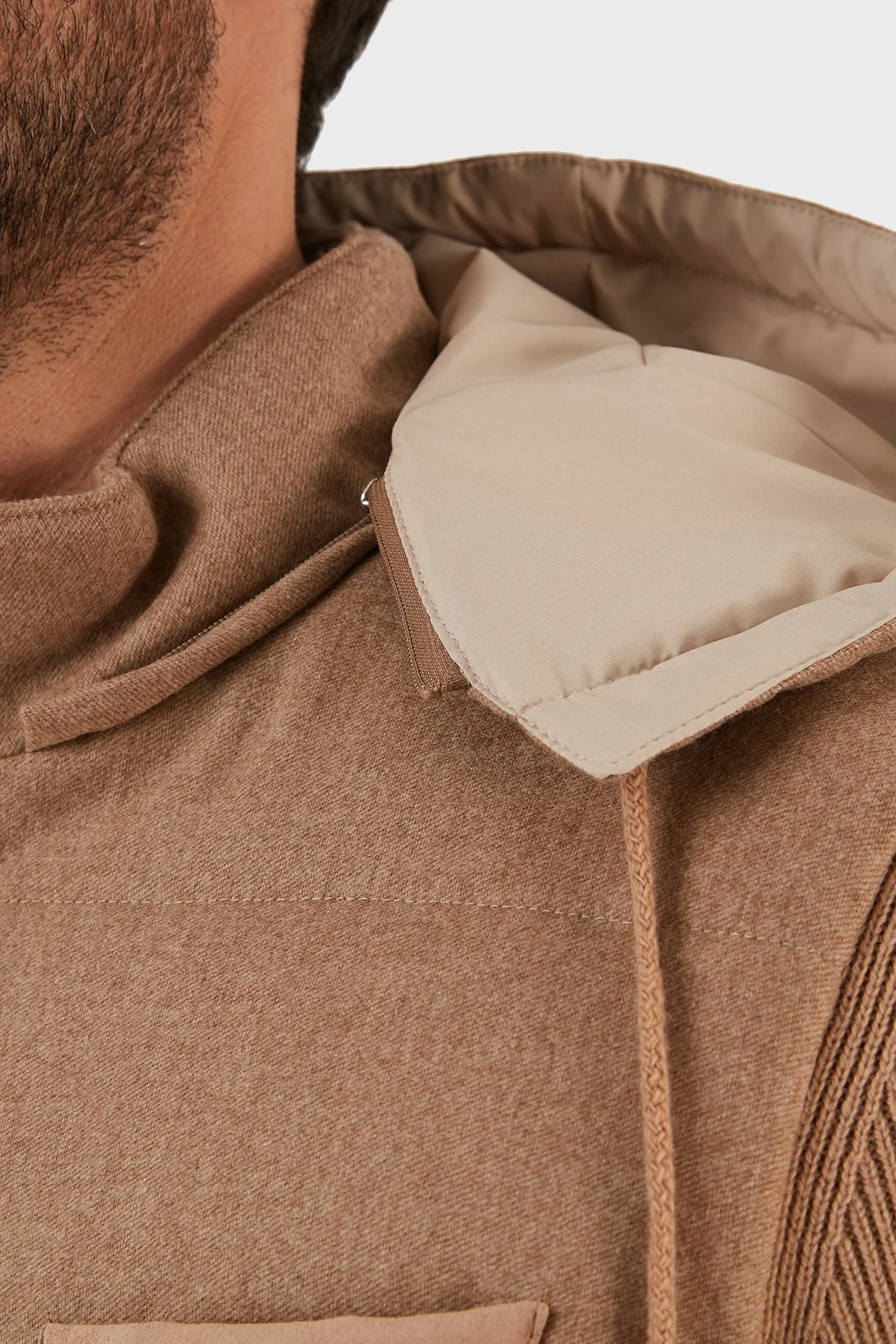 Gran Sasso Yünlü Düğmeli Çıkarılabilir Kapüşonlu Erkek Mont 23191 51303 116 BEJ - 5