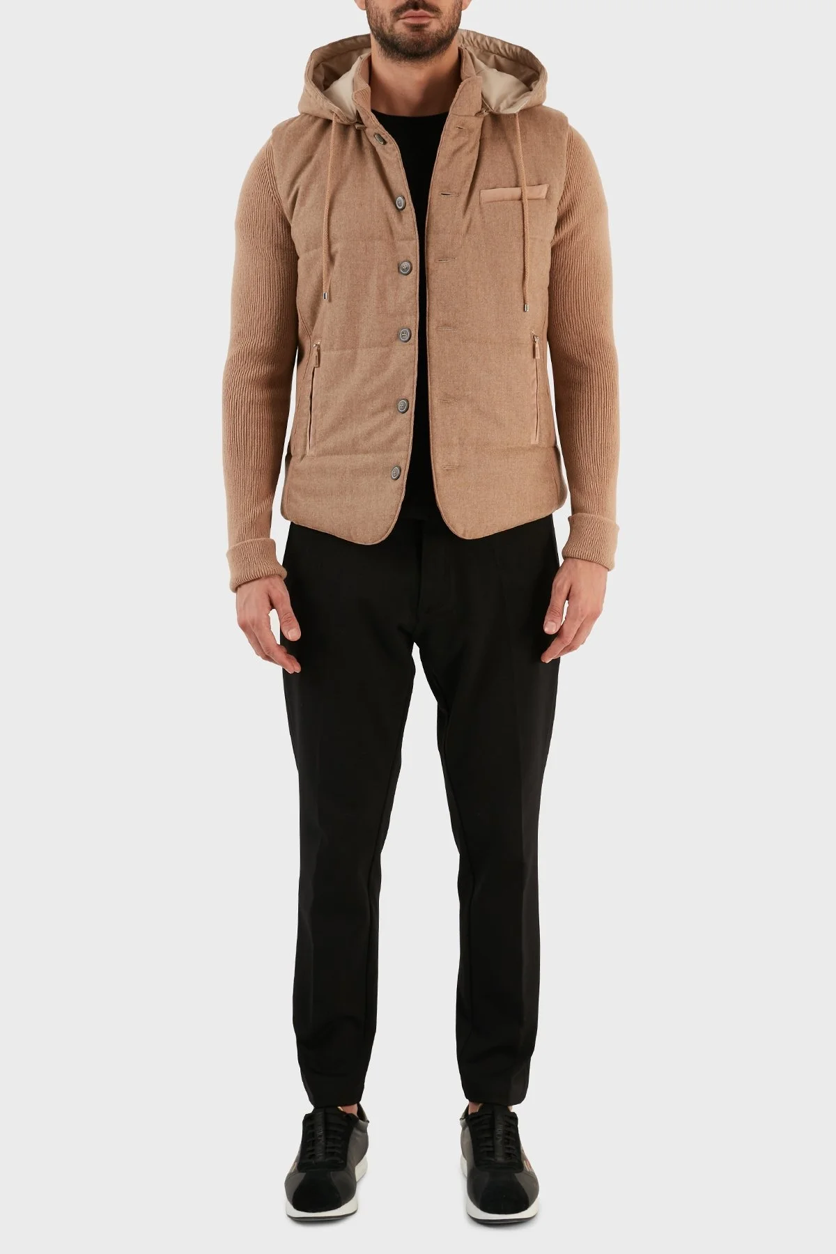 Gran Sasso Yünlü Düğmeli Çıkarılabilir Kapüşonlu Erkek Mont 23191 51303 116 BEJ - 6