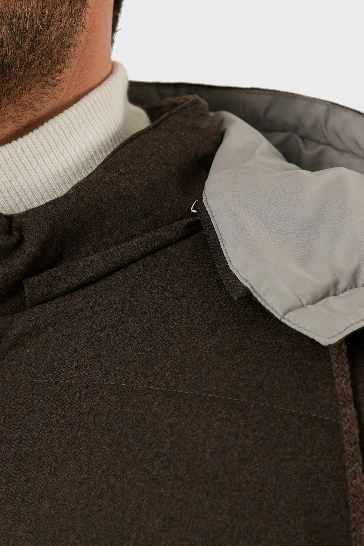 Gran Sasso Yünlü Düğmeli Çıkarılabilir Kapüşonlu Erkek Mont 23191 51303 194 KAHVE - 5
