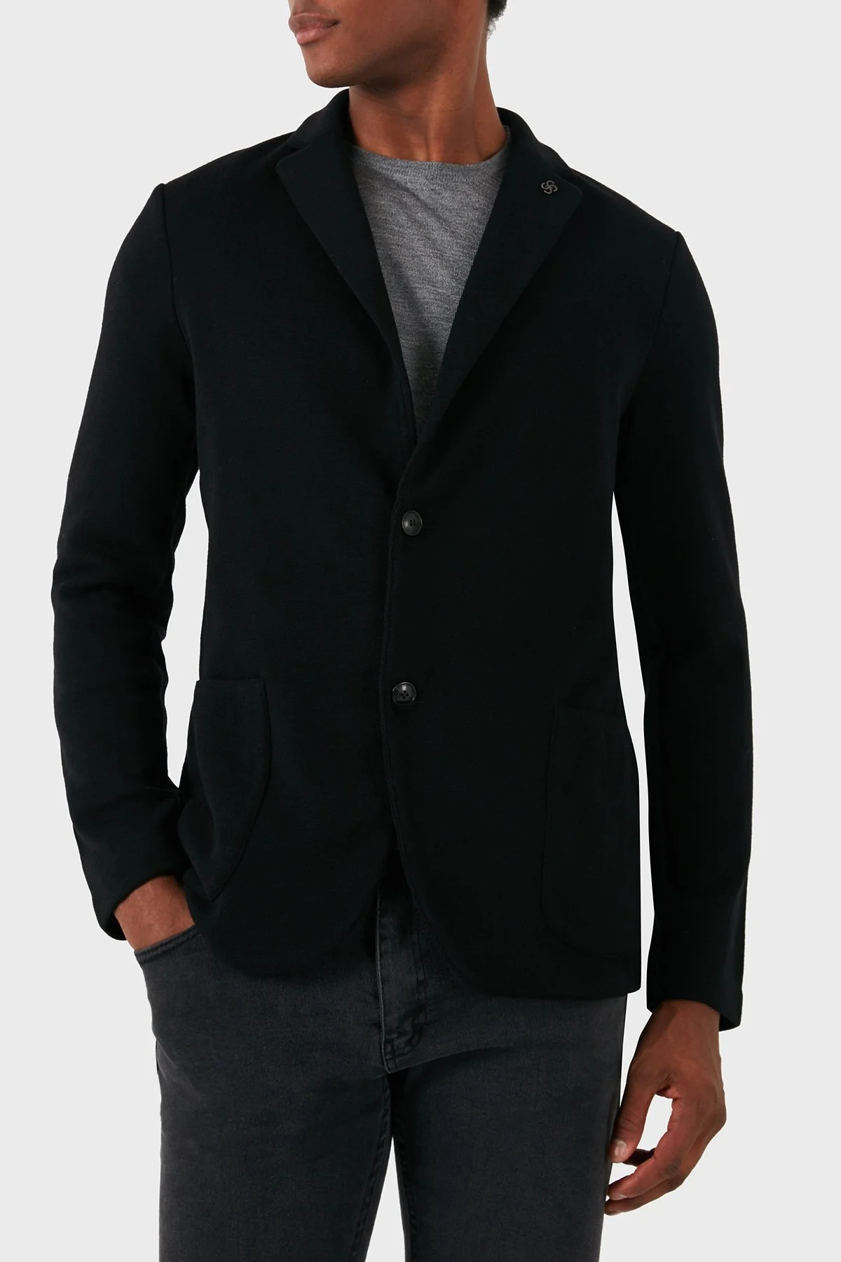 Gran Sasso Yünlü İç Katmanlı Dik Yaka Blazer Erkek Ceket 57199 24616 099 SİYAH - 1