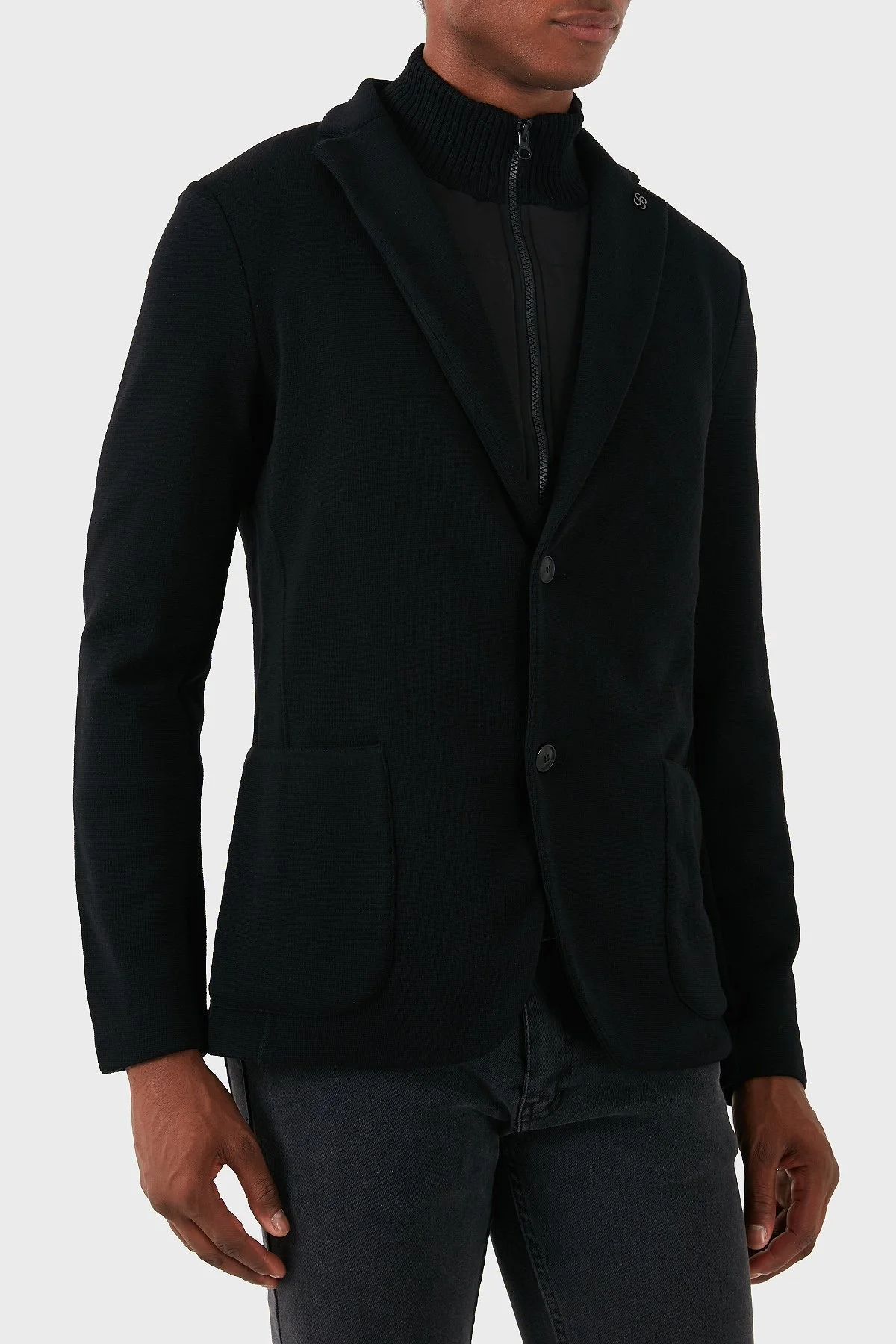 Gran Sasso Yünlü İç Katmanlı Dik Yaka Blazer Erkek Ceket 57199 24616 099 SİYAH - 3