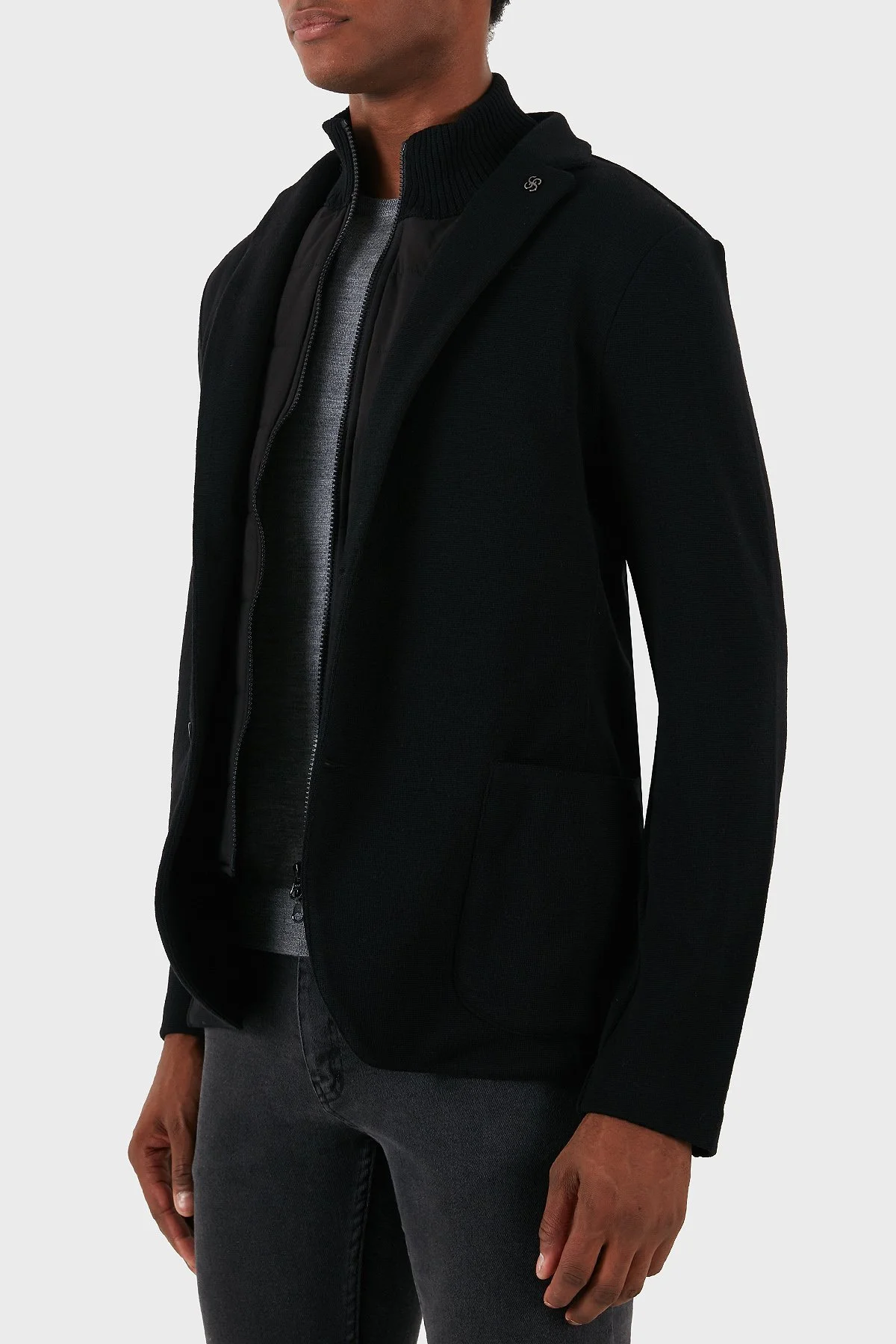 Gran Sasso Yünlü İç Katmanlı Dik Yaka Blazer Erkek Ceket 57199 24616 099 SİYAH - 2
