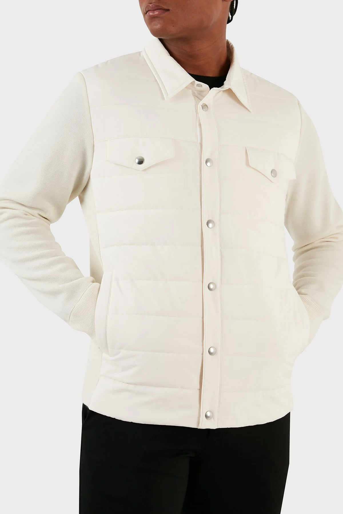 Gran Sasso Yünlü Kapitone Erkek Gömlek Ceket 57129 69315 005 EKRU - 2