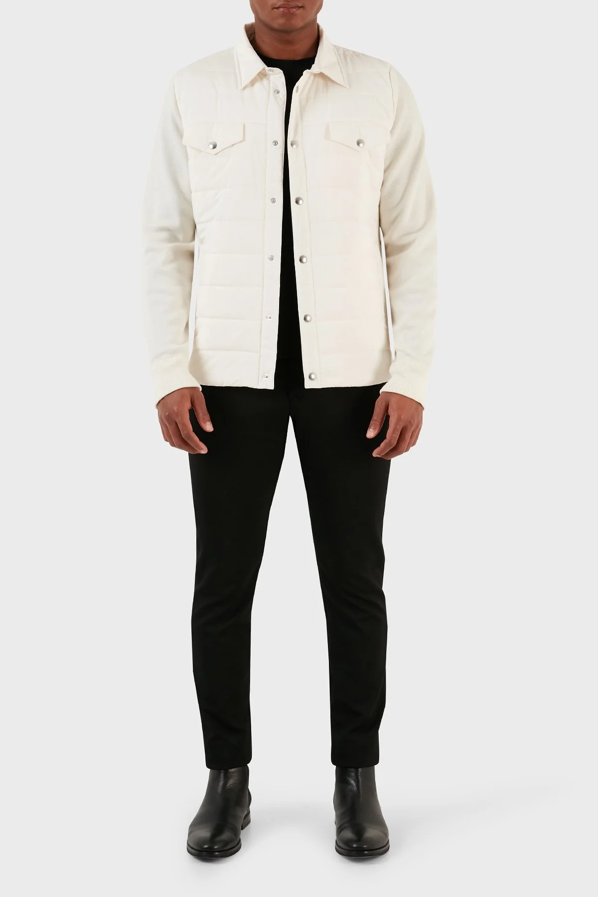 Gran Sasso Yünlü Kapitone Erkek Gömlek Ceket 57129 69315 005 EKRU - 5