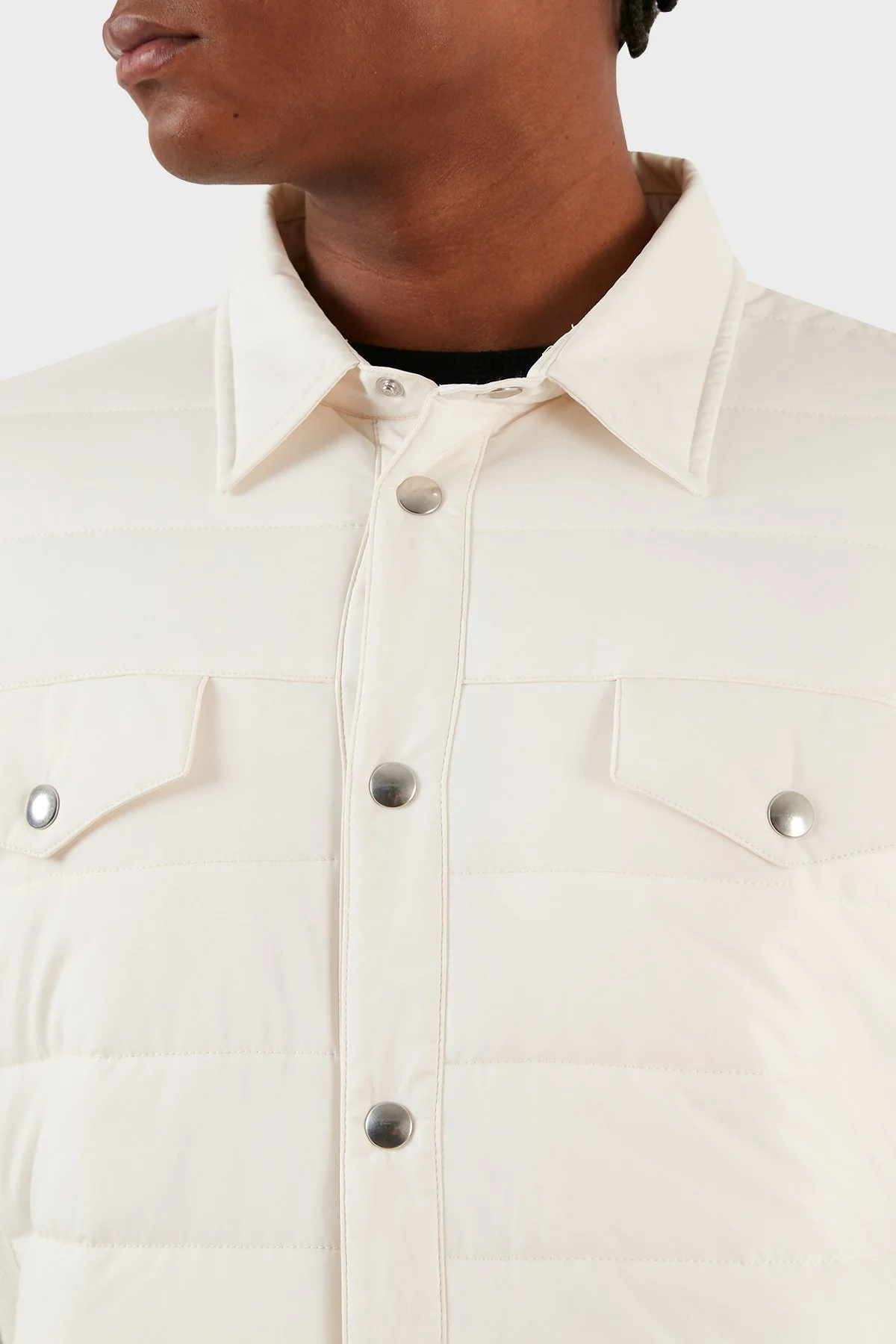 Gran Sasso Yünlü Kapitone Erkek Gömlek Ceket 57129 69315 005 EKRU - 6