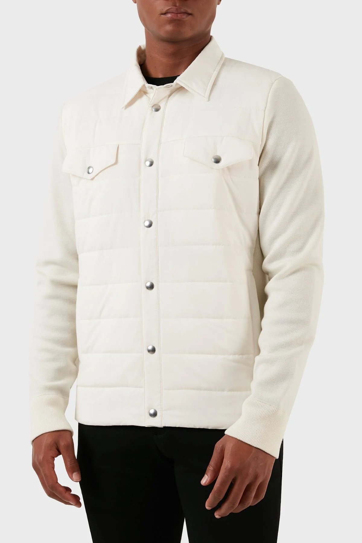 Gran Sasso Yünlü Kapitone Erkek Gömlek Ceket 57129 69315 005 EKRU - 7