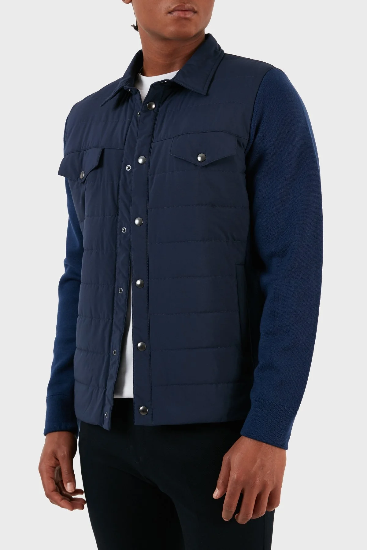 Gran Sasso Yünlü Kapitone Erkek Gömlek Ceket 57129 69315 595 LACİVERT - 6