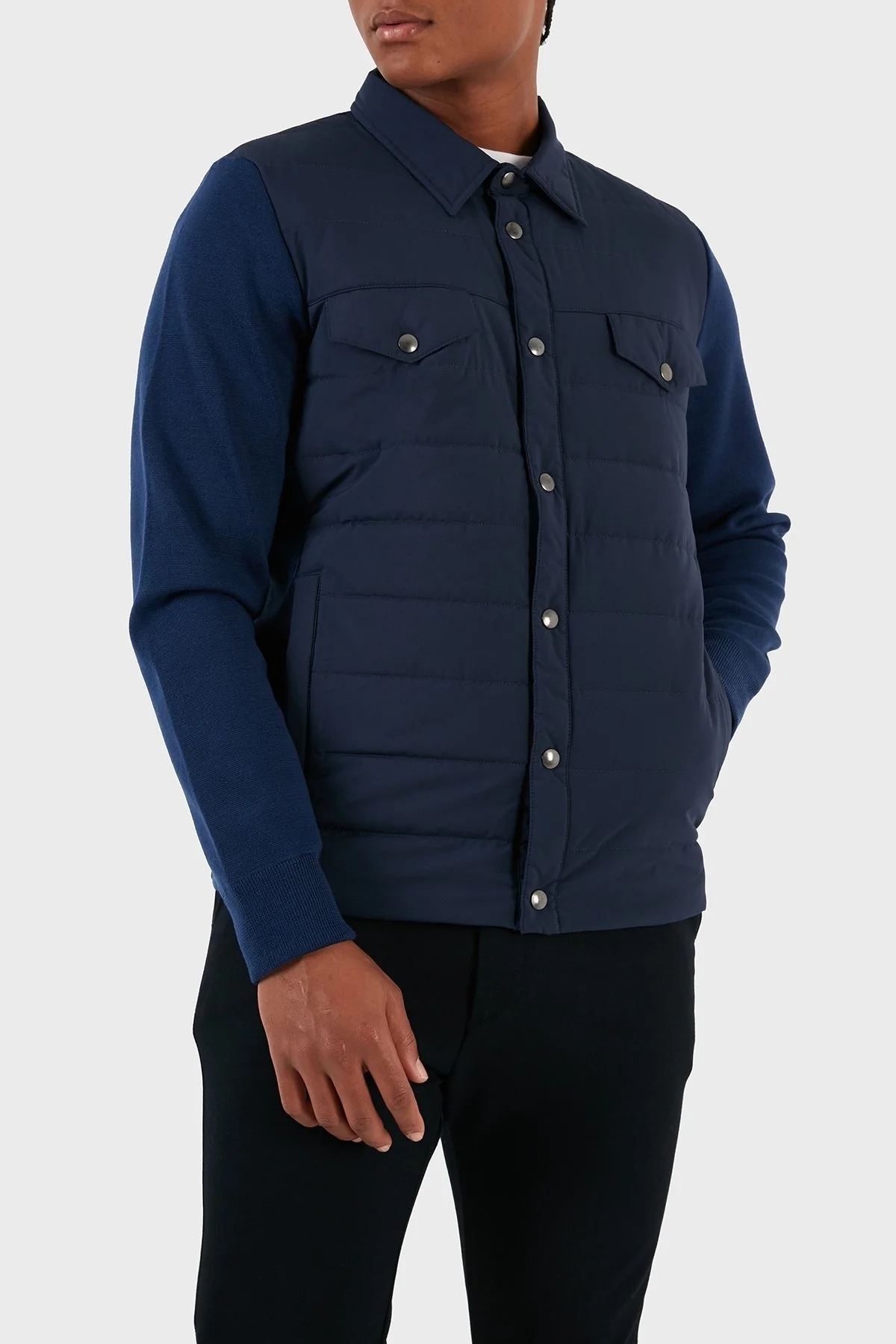 Gran Sasso Yünlü Kapitone Erkek Gömlek Ceket 57129 69315 595 LACİVERT - 7