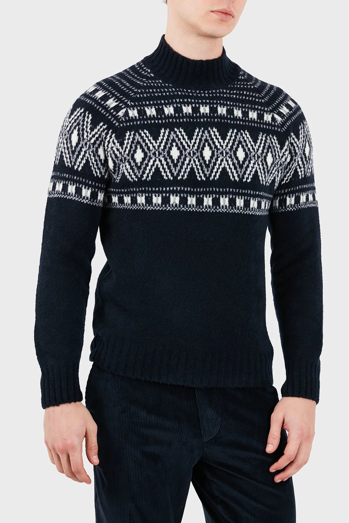 Gran Sasso Yünlü Regular Fit Yarım Balıkçı Yaka Örgü Desenli Erkek Kazak 13186 24019 598 Lacivert - 4