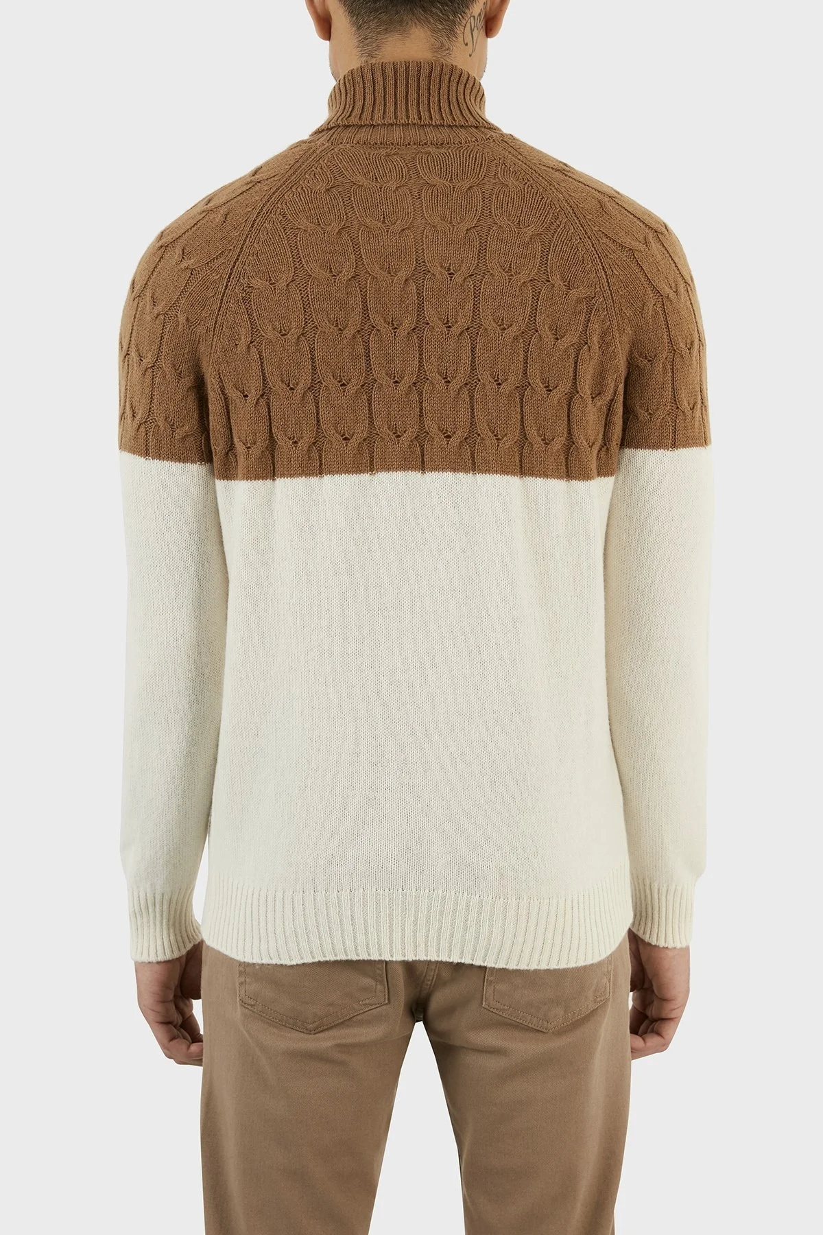 Gran Sasso Yünlü Renk Bloklu Balıkçı Yaka Erkek Kazak 13155 22616 006 KAHVE - 6