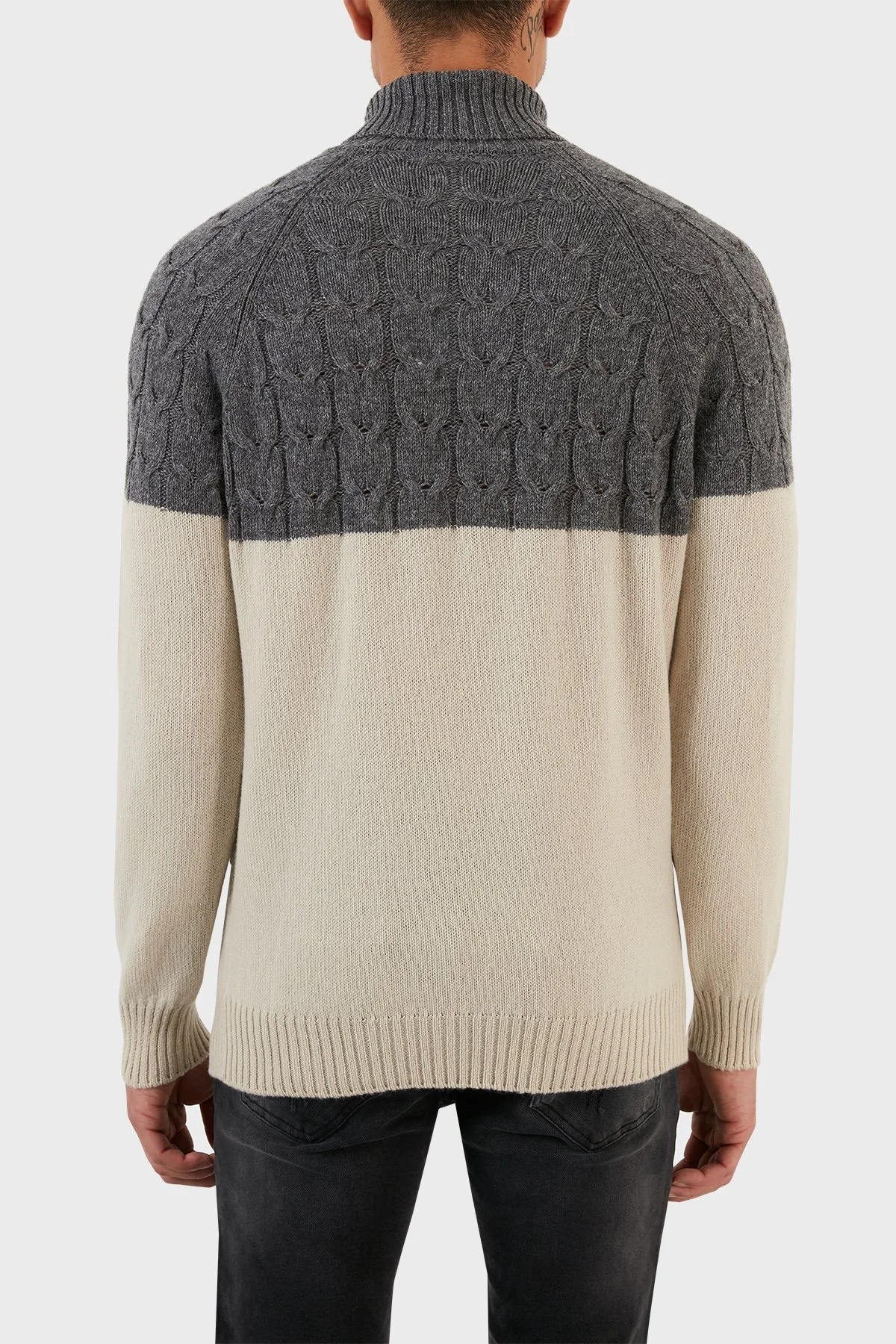 Gran Sasso Yünlü Renk Bloklu Balıkçı Yaka Erkek Kazak 13155 22616 009 ANTRASİT - 5