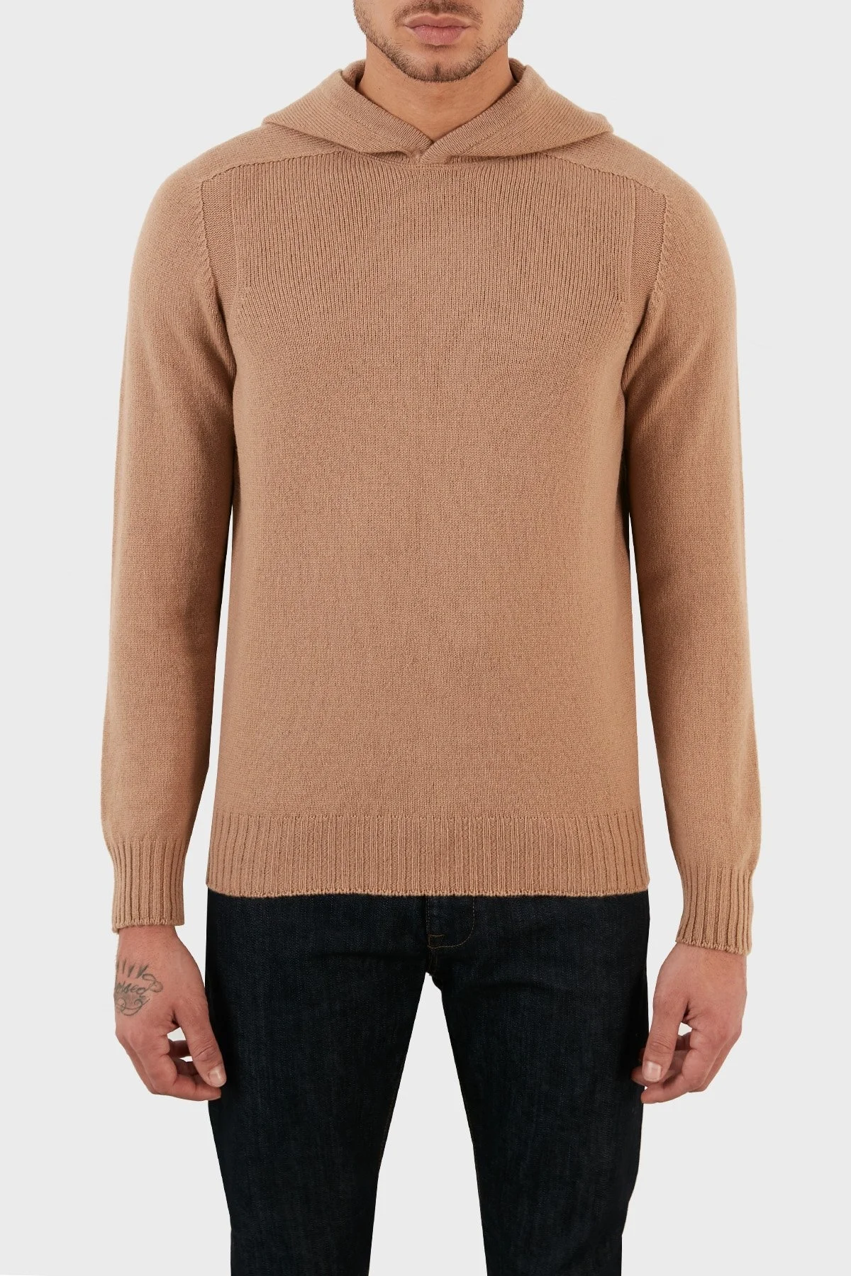 Gran Sasso Yünlü Yumuşak Dokulu Kapüşonlu Erkek Kazak 24122 25024 116 KAHVE - 1