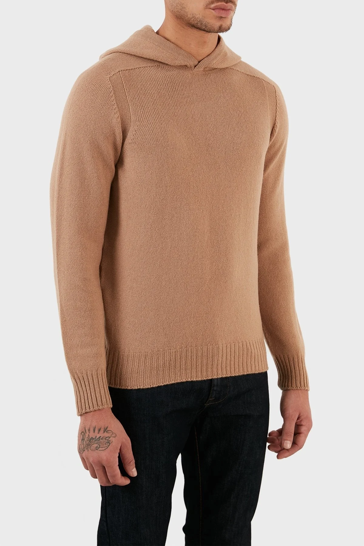 Gran Sasso Yünlü Yumuşak Dokulu Kapüşonlu Erkek Kazak 24122 25024 116 KAHVE - 2