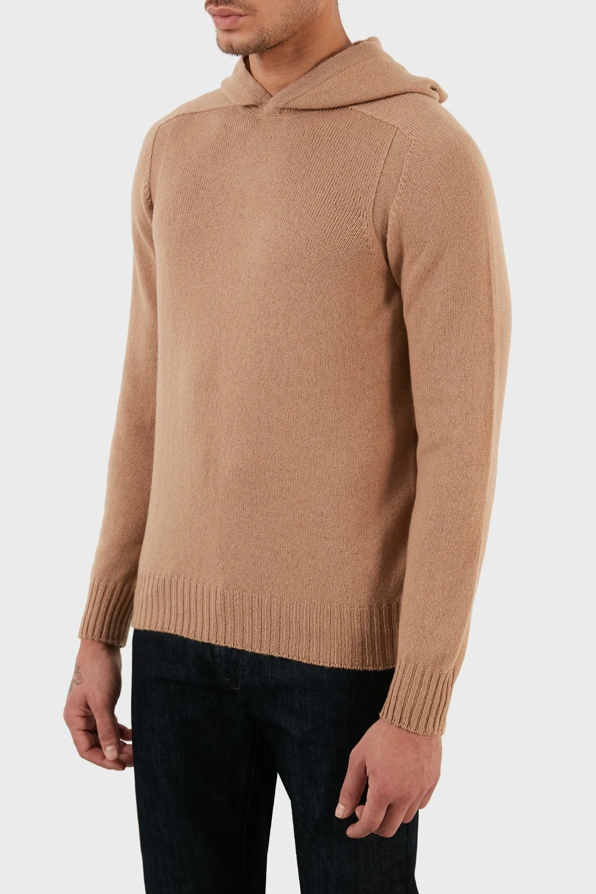 Gran Sasso Yünlü Yumuşak Dokulu Kapüşonlu Erkek Kazak 24122 25024 116 KAHVE - 3