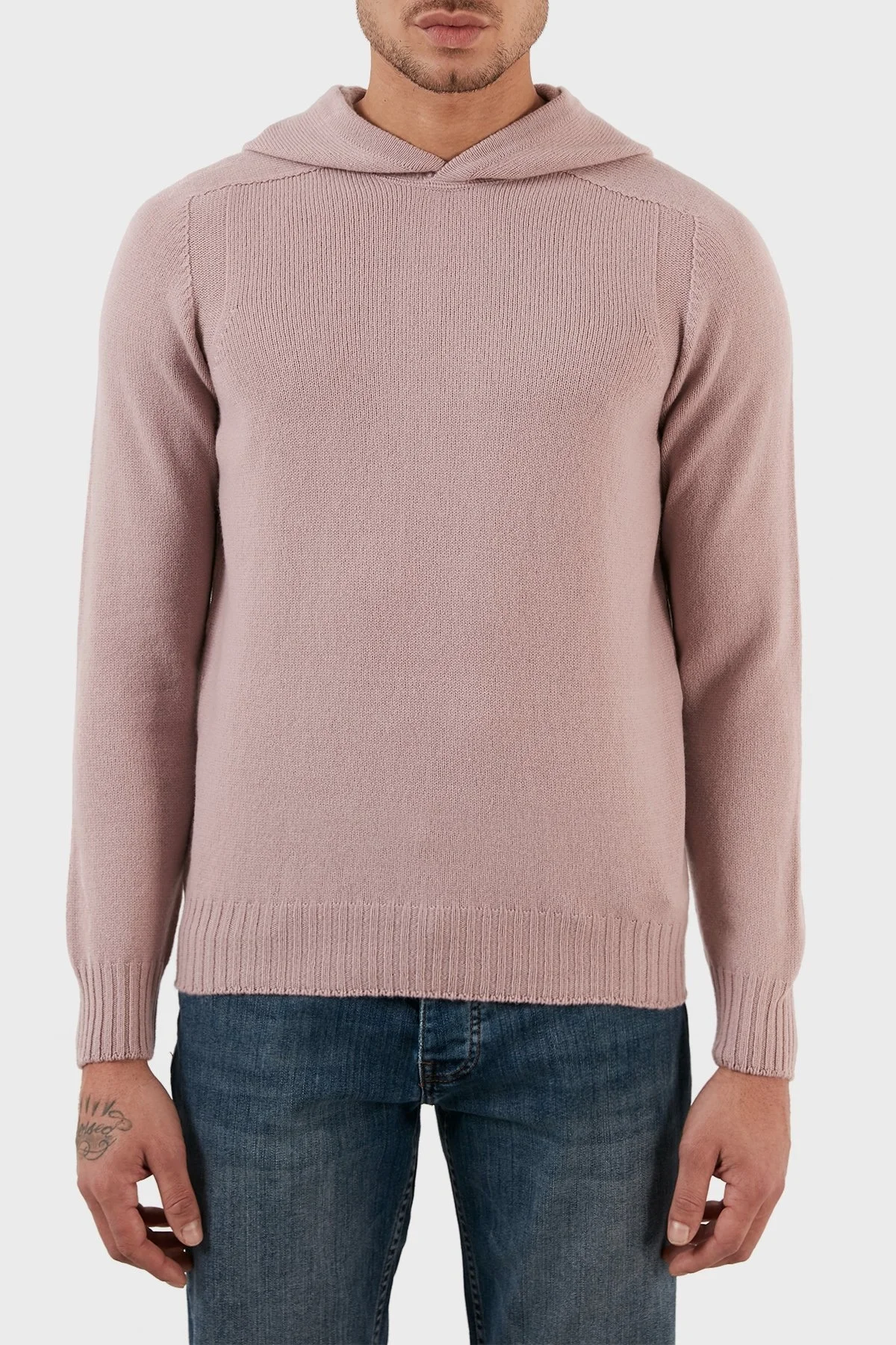 Gran Sasso Yünlü Yumuşak Dokulu Kapüşonlu Erkek Kazak 24122 25024 207 LİLA - 2