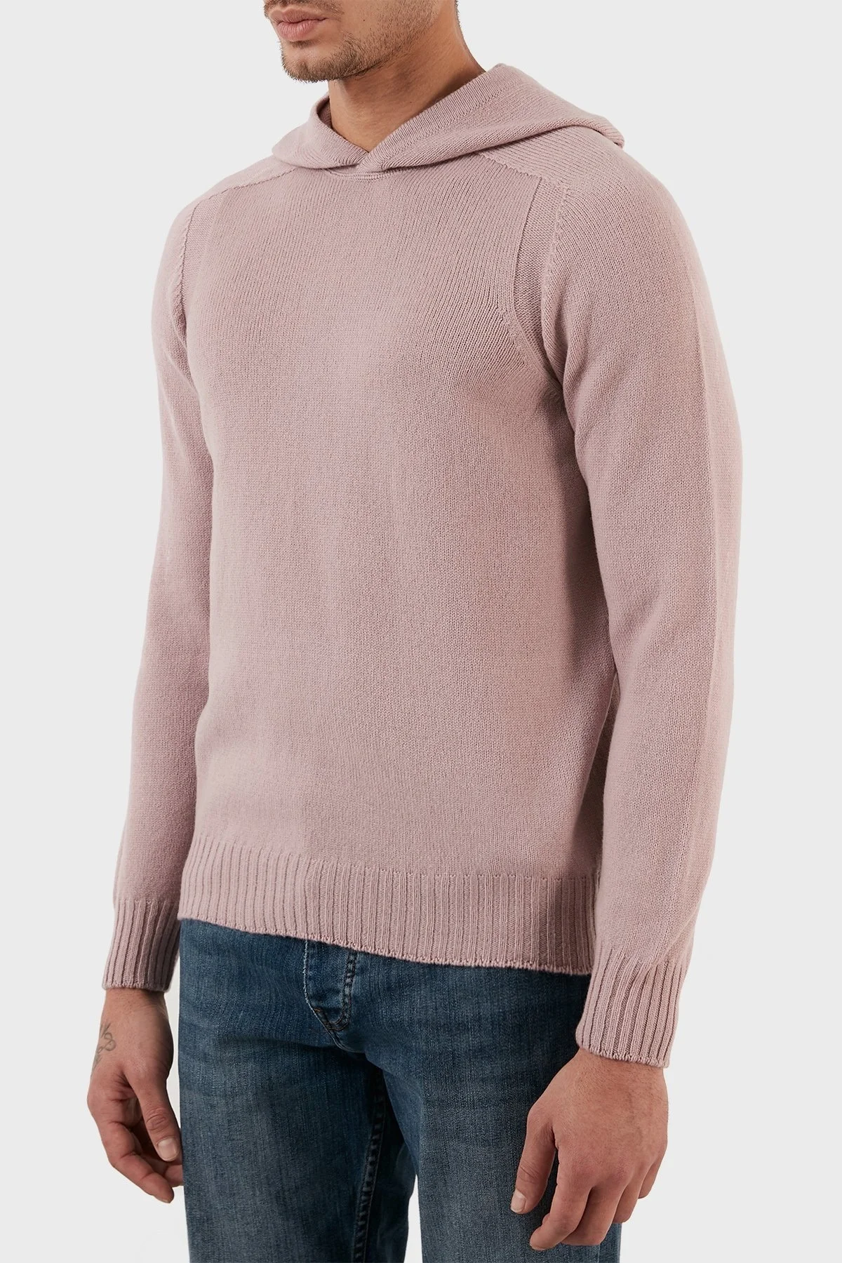 Gran Sasso Yünlü Yumuşak Dokulu Kapüşonlu Erkek Kazak 24122 25024 207 LİLA - 3