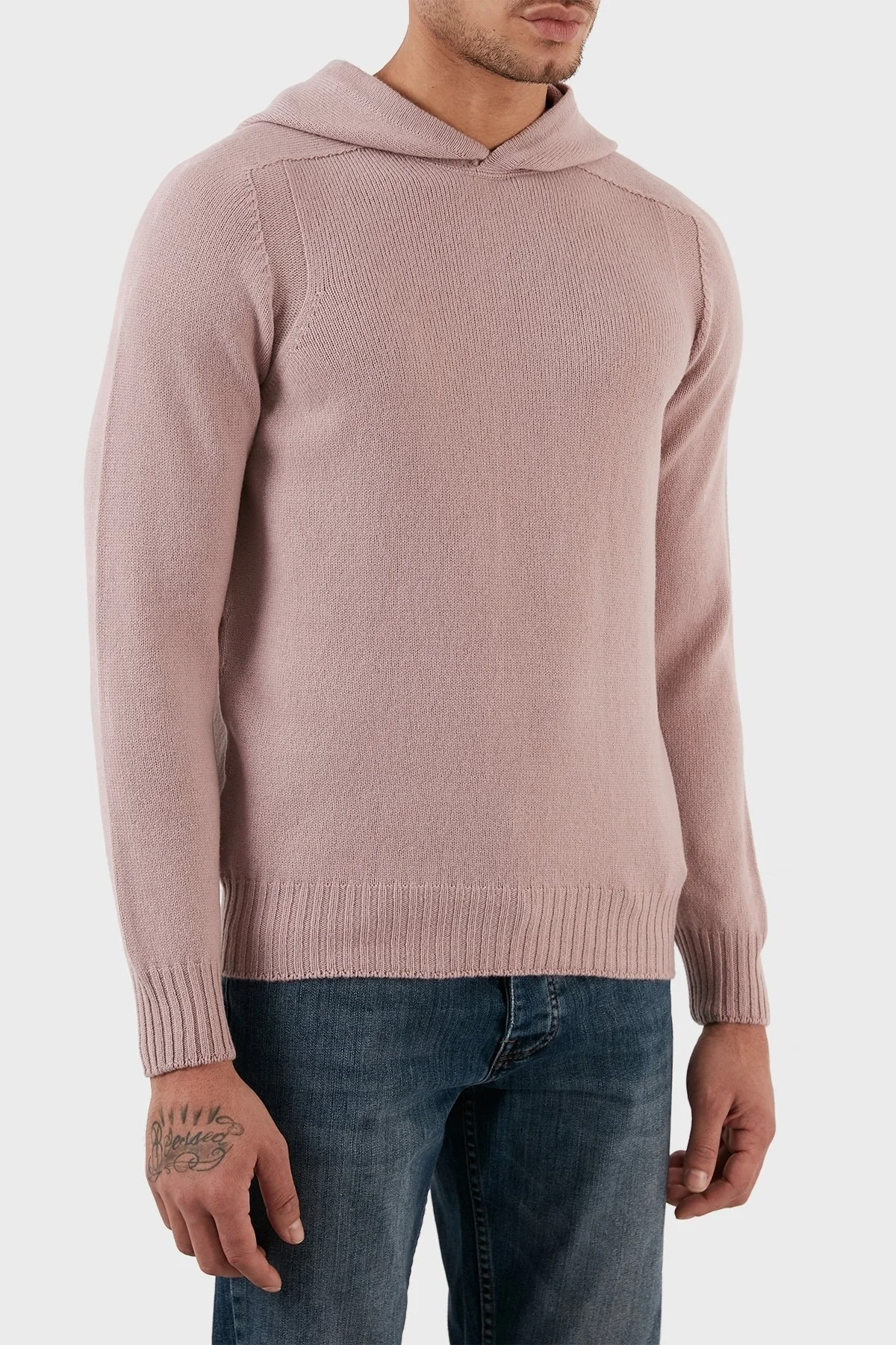 Gran Sasso Yünlü Yumuşak Dokulu Kapüşonlu Erkek Kazak 24122 25024 207 LİLA - 4