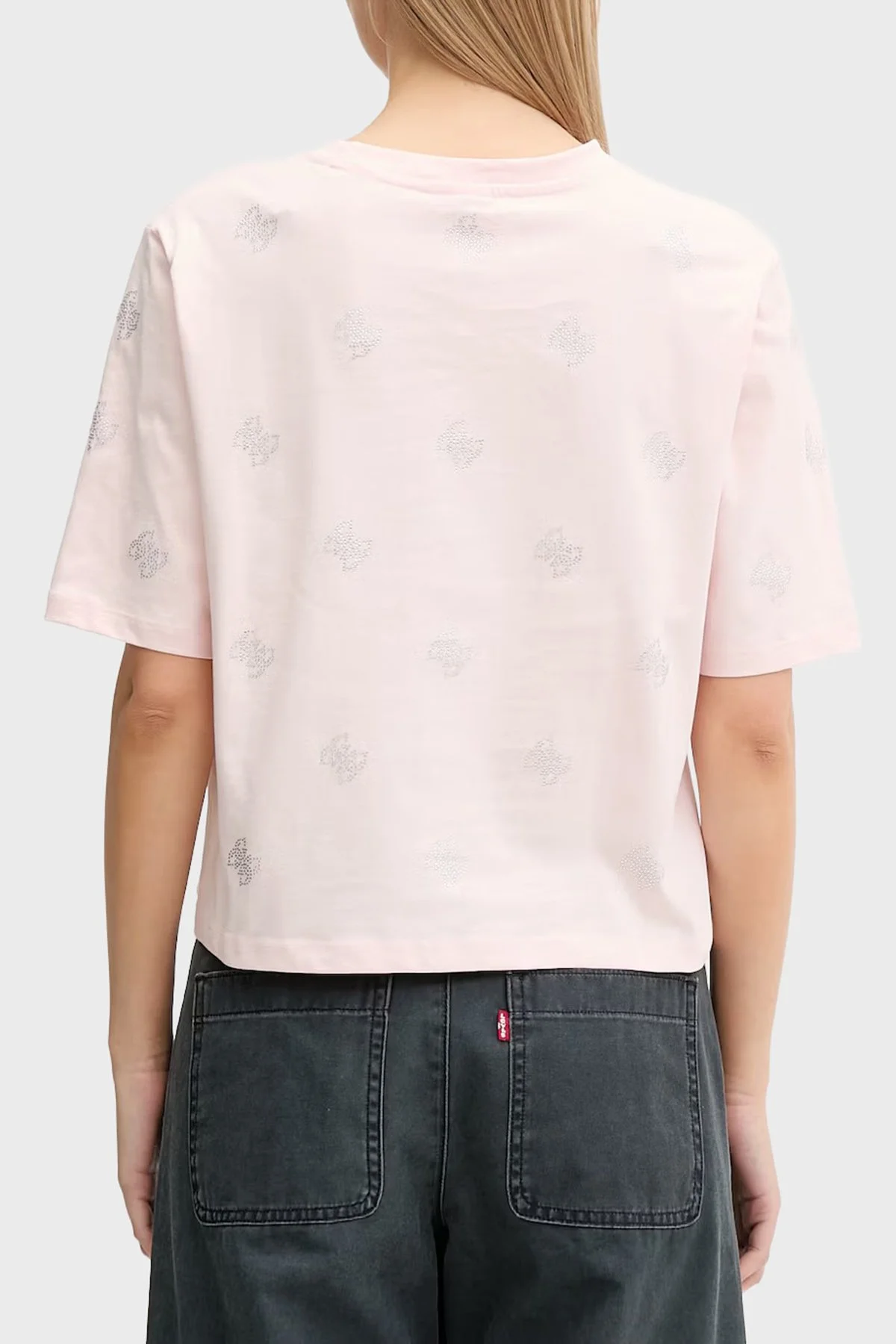 Guess % 100 Pamuk Taşlı Logo Detaylı Bisiklet Yaka V6GI18K2985 Kadın T Shirt V6GI18 K2985 G63M PUDRA - 3