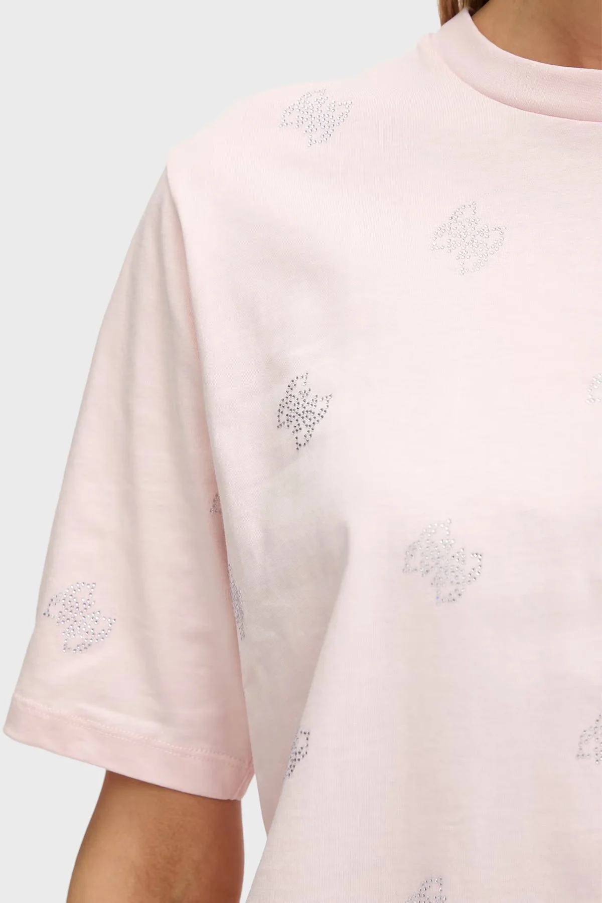 Guess % 100 Pamuk Taşlı Logo Detaylı Bisiklet Yaka V6GI18K2985 Kadın T Shirt V6GI18 K2985 G63M PUDRA - 5