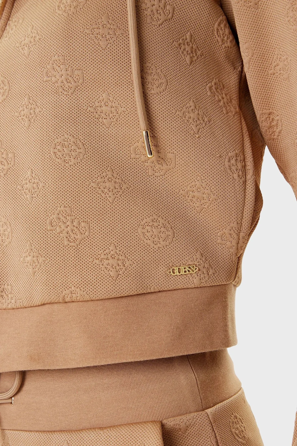 Guess 3D Peony Jakarlı Regular Fit Kapüşonlu Crop V5YQ06KBSL2 Bayan Sweat V5YQ06 KBSL2 FNDQ VİZON - 5