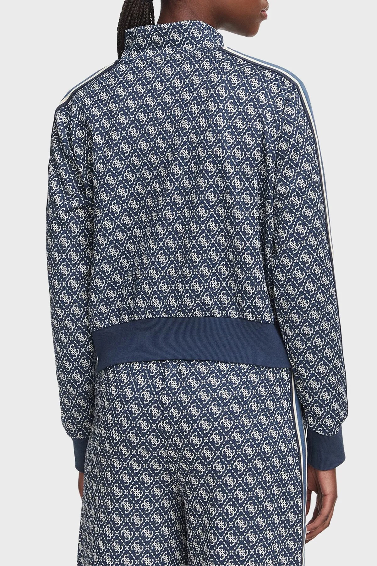 Guess 4G Allover Jacquard V6YQ28K5183 Kadın Sweat V6YQ28 K5183 FBIR Lacivert - 5