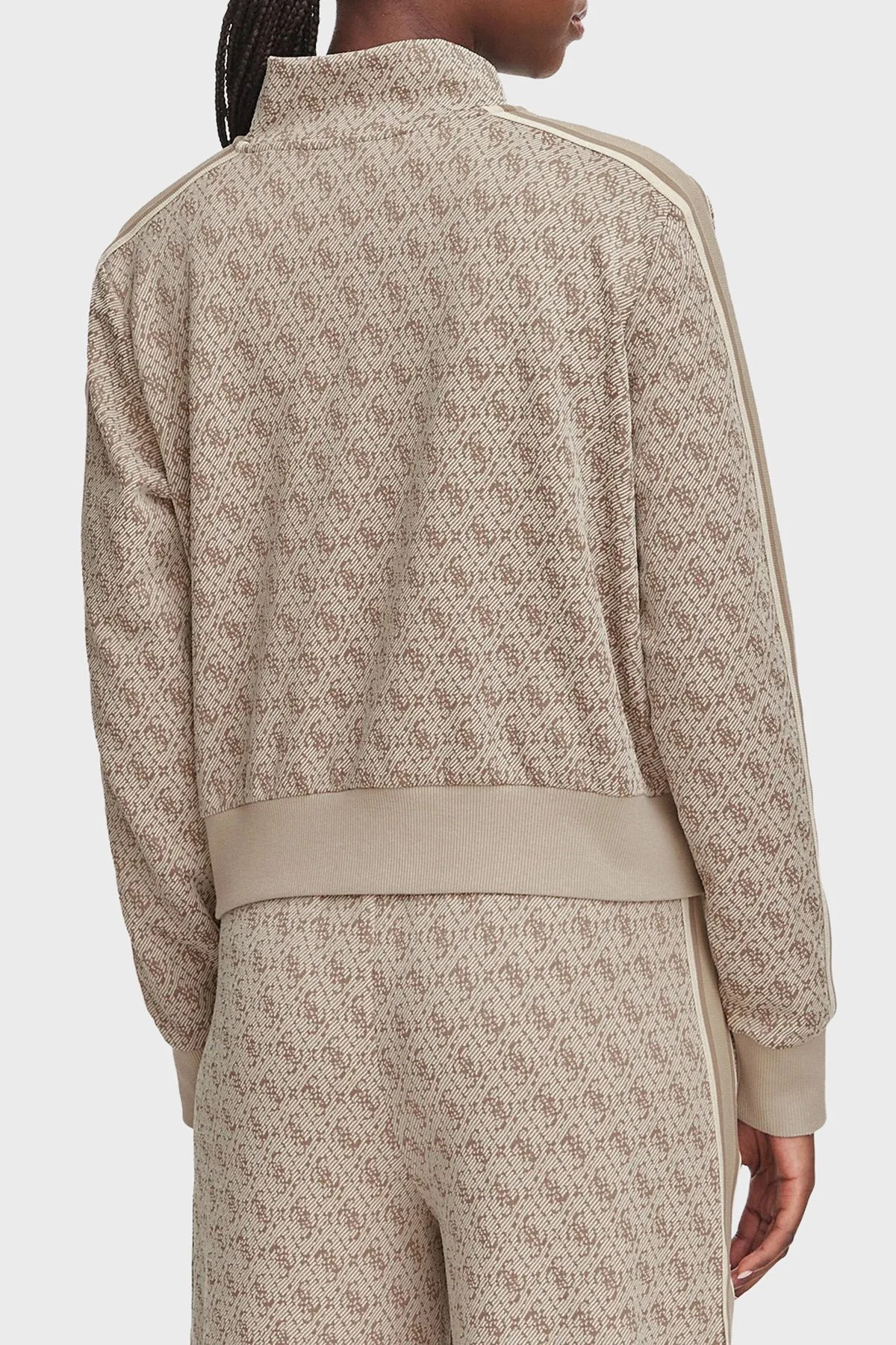 Guess 4G Allover Jacquard V6YQ28K5183 Kadın Sweat V6YQ28 K5183 FNNH Bej - 3